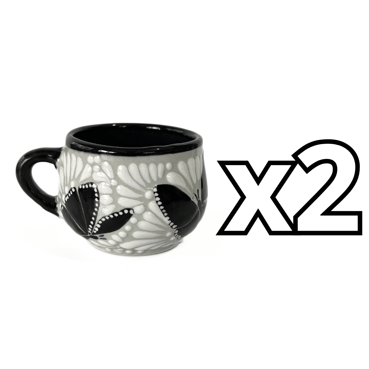 TAZA CHOCOLATERA MEDIANA FONDO TRADICIONAL MIK BLANCO ORILLA NEGRO
