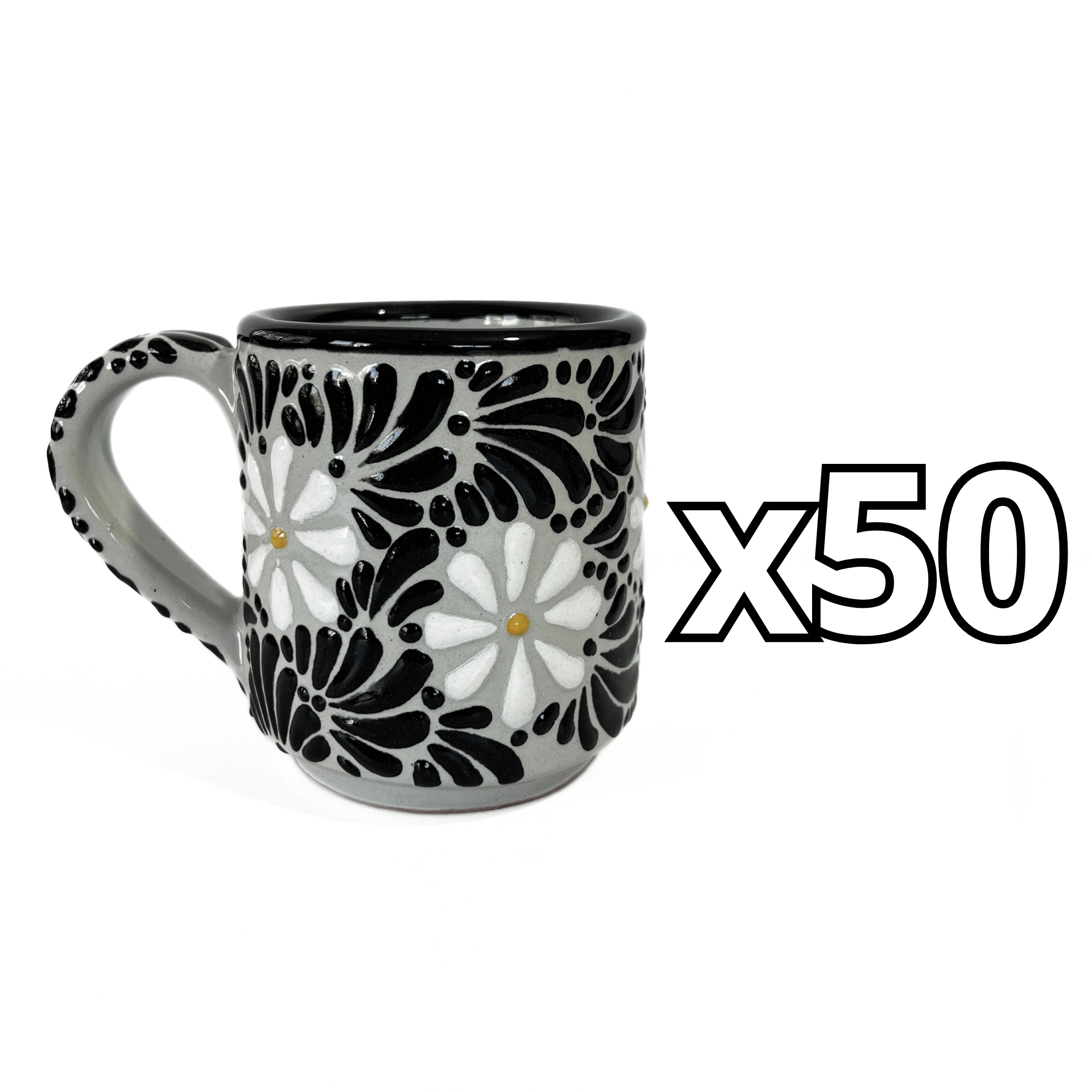 TAZA RECTA ESTANDAR FONDO TRADICIONAL MIK NEGRO MARGARITAS