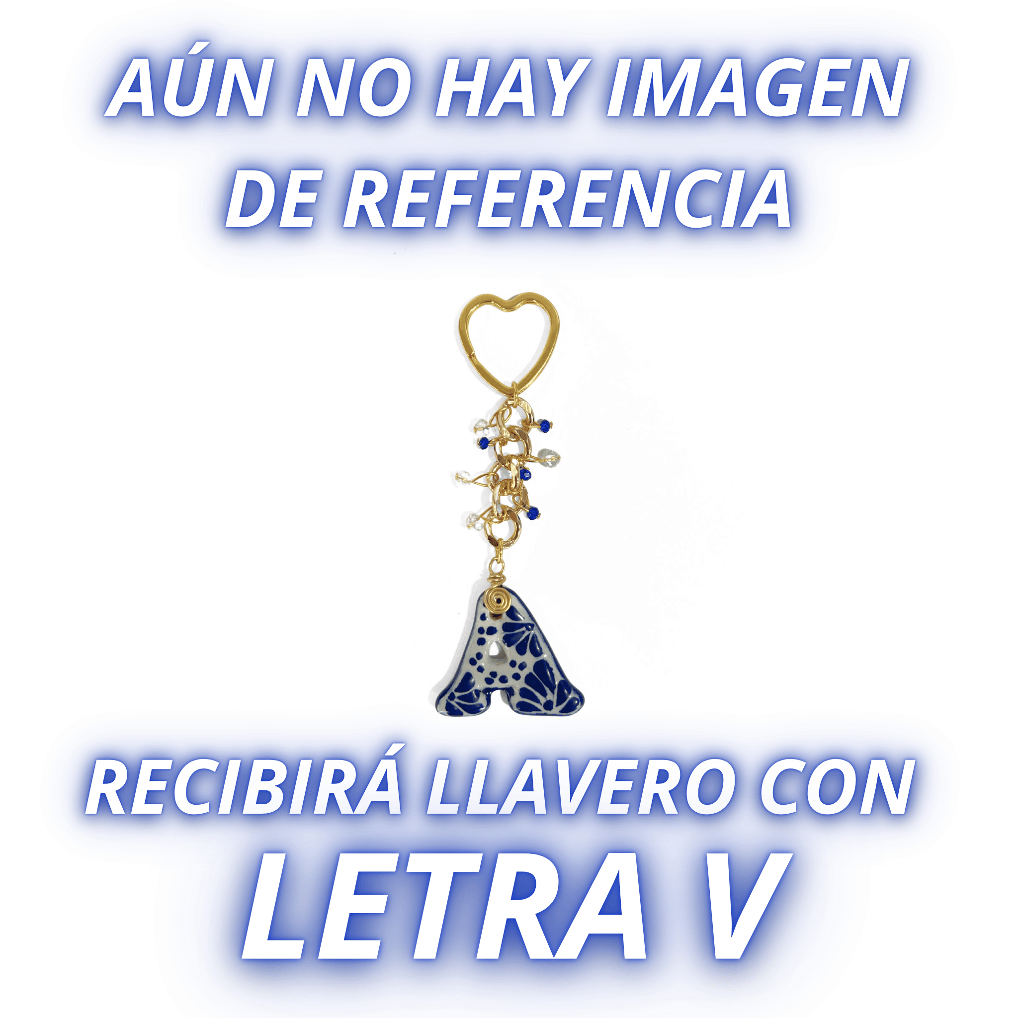 LLAVERO INICIAL AZUL COBALTO CON CRISTAL CORTADO