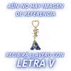 LLAVERO INICIAL AZUL COBALTO CON CRISTAL CORTADO