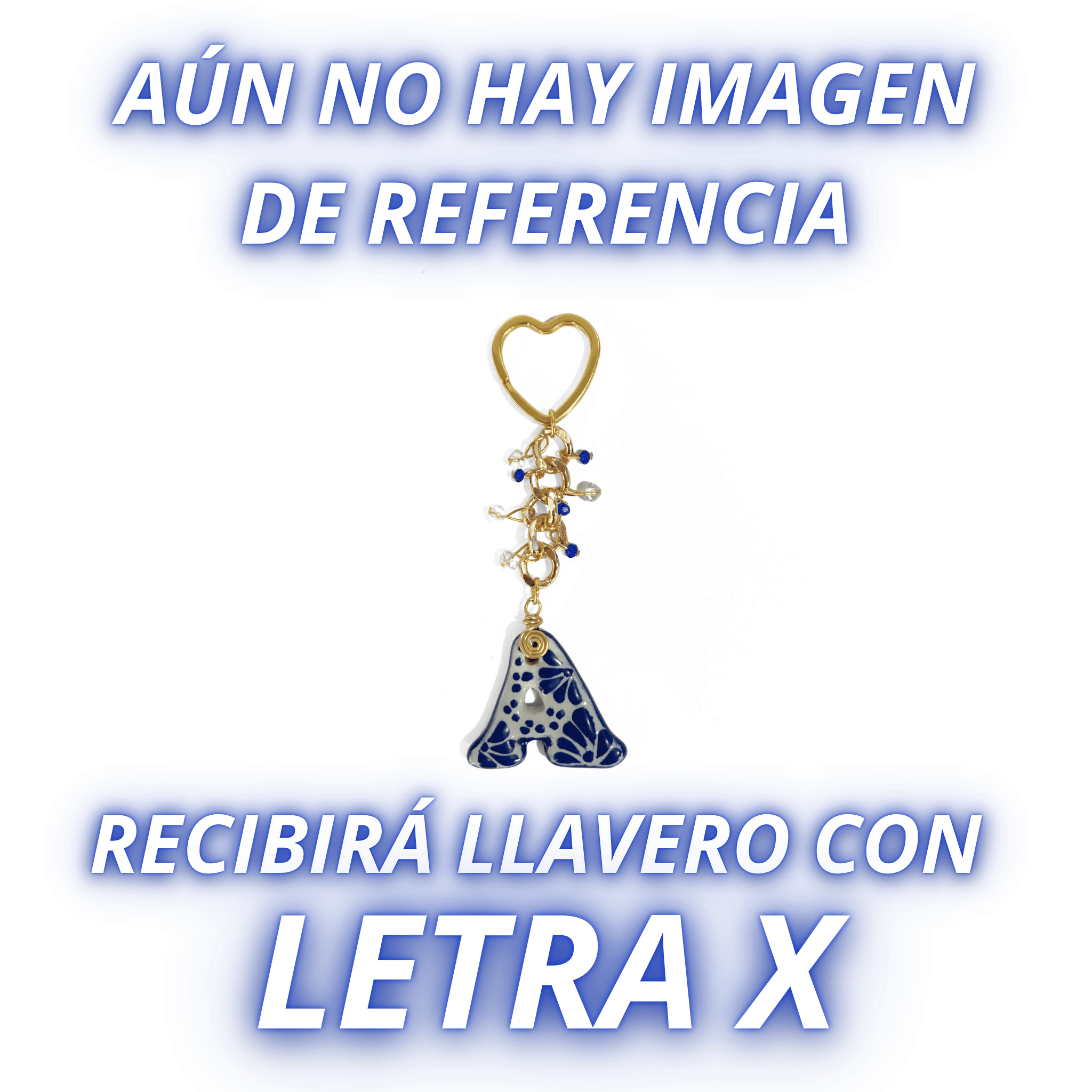 LLAVERO INICIAL AZUL COBALTO CON CRISTAL CORTADO