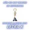 LLAVERO INICIAL AZUL COBALTO CON CRISTAL CORTADO