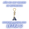 LLAVERO INICIAL AZUL COBALTO CON CRISTAL CORTADO