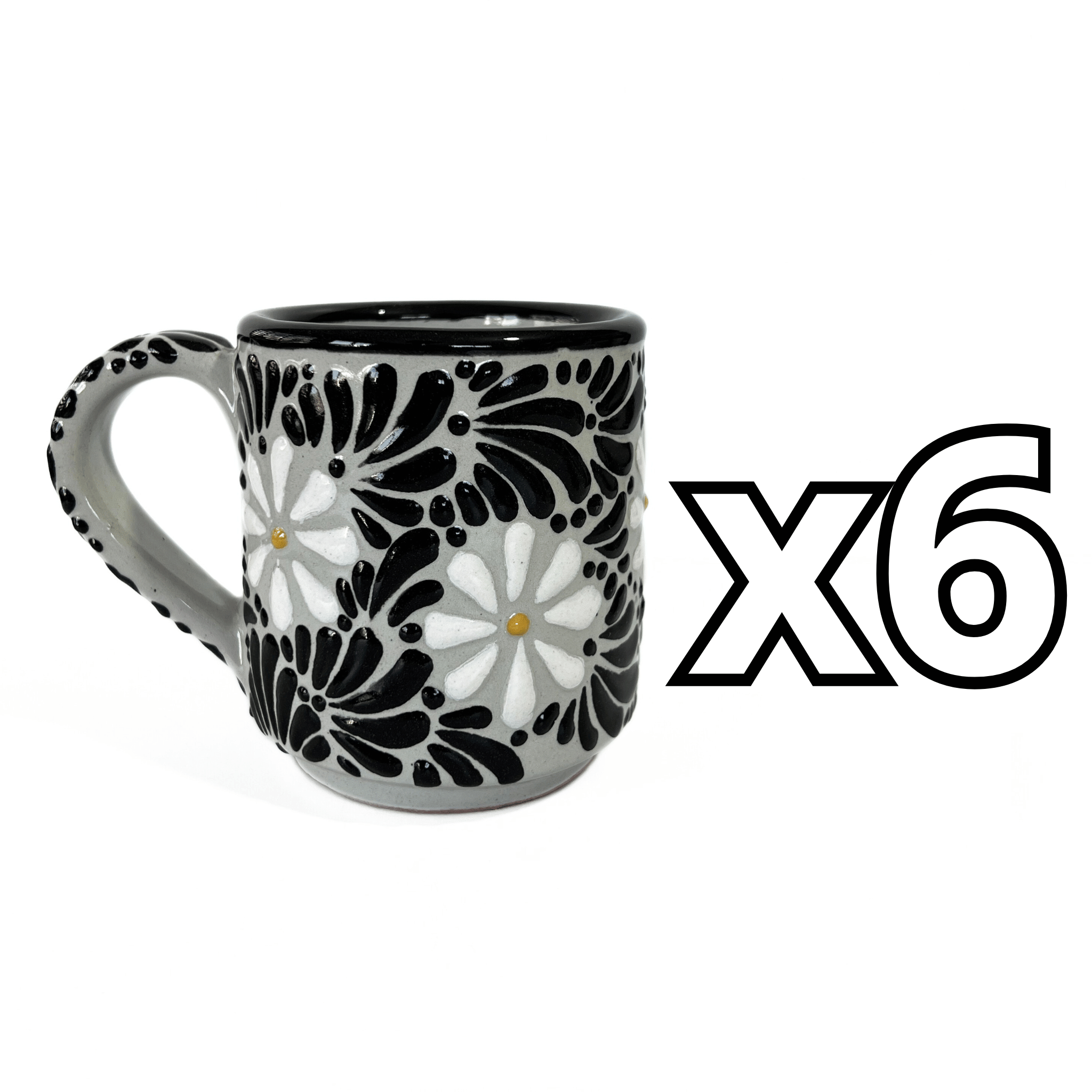 TAZA RECTA ESTANDAR FONDO TRADICIONAL MIK NEGRO MARGARITAS