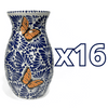 FLORERO BOLICHE 25 CM FONDO TRADICIONAL MIK AZUL COBALTO MARIPOSAS