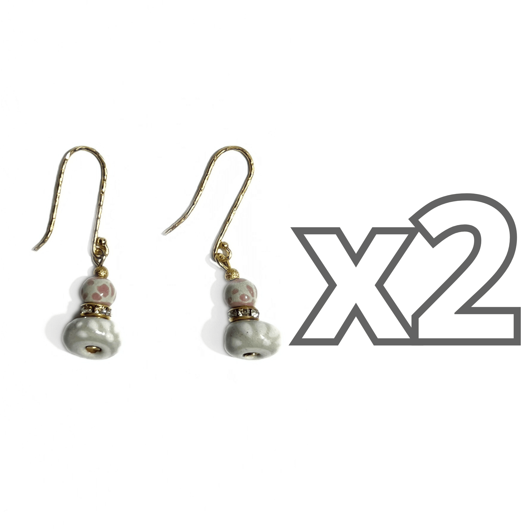 ARETES ESFERA DECORADO ROSA Y DONA DECORADO BLANCO
