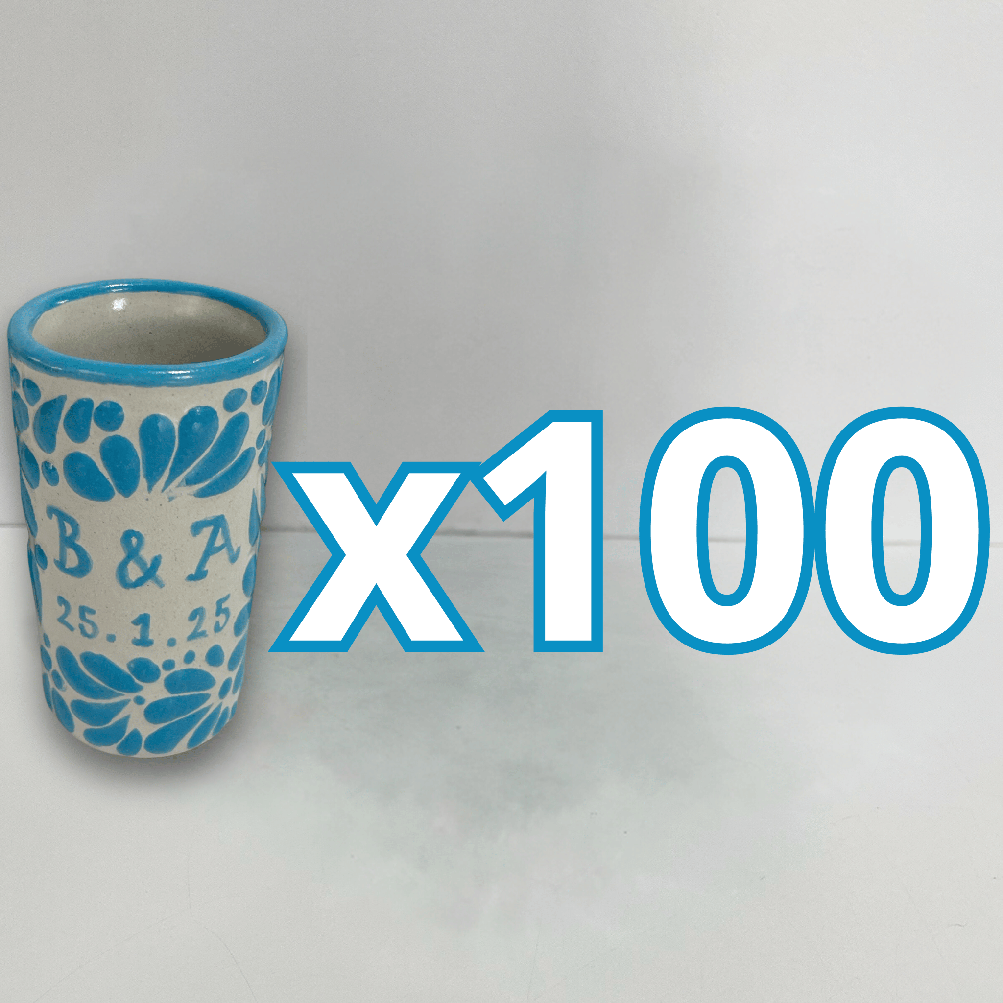 TEQUILERO PERSONALIZADO FONDO TRADICIONAL MIK AZUL TURQUESA INICIALES Y FECHA
