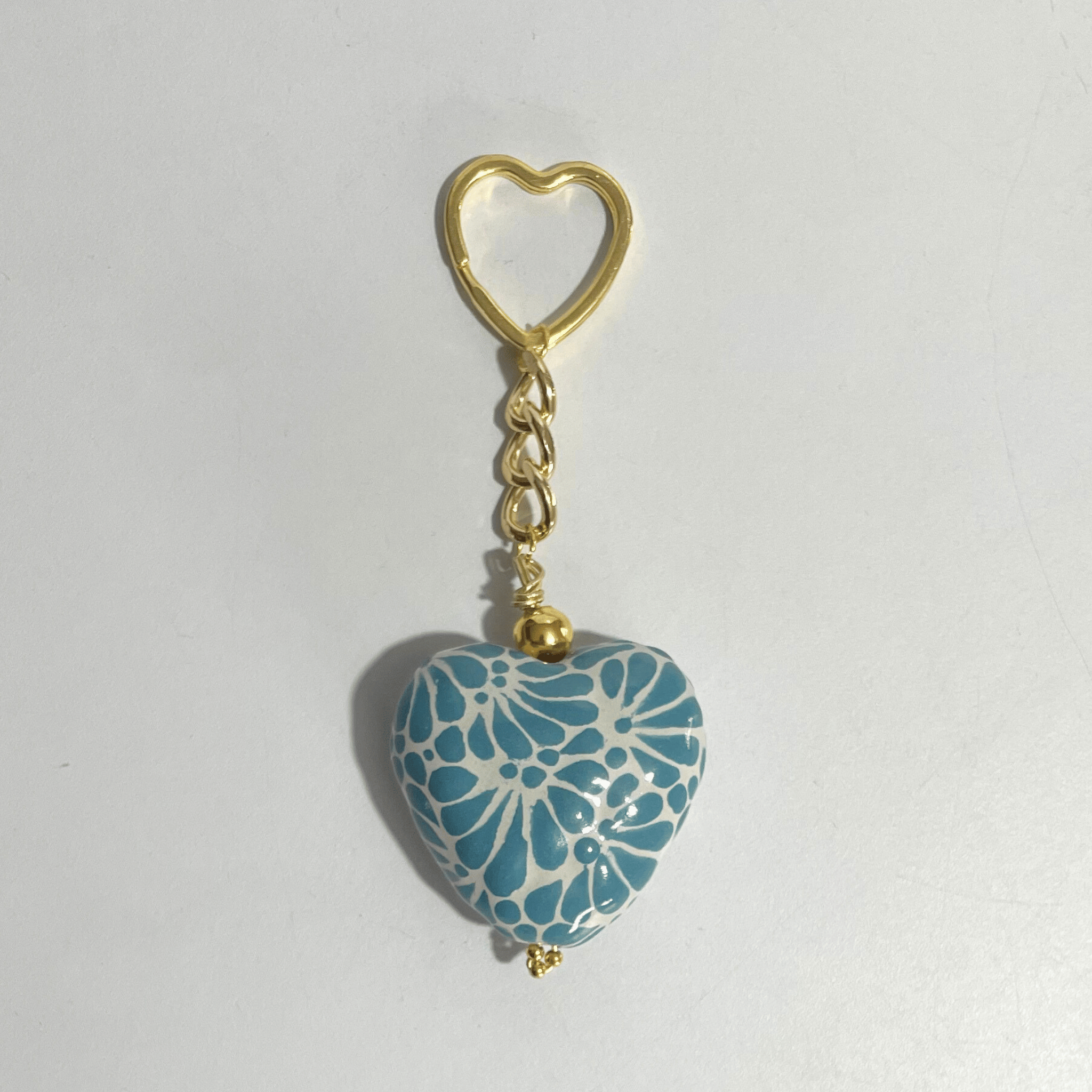 LLAVERO CORAZON 5 CM TRIDIMENSIONAL FONDO TRADICIONAL MIK VERDE TURQUESA