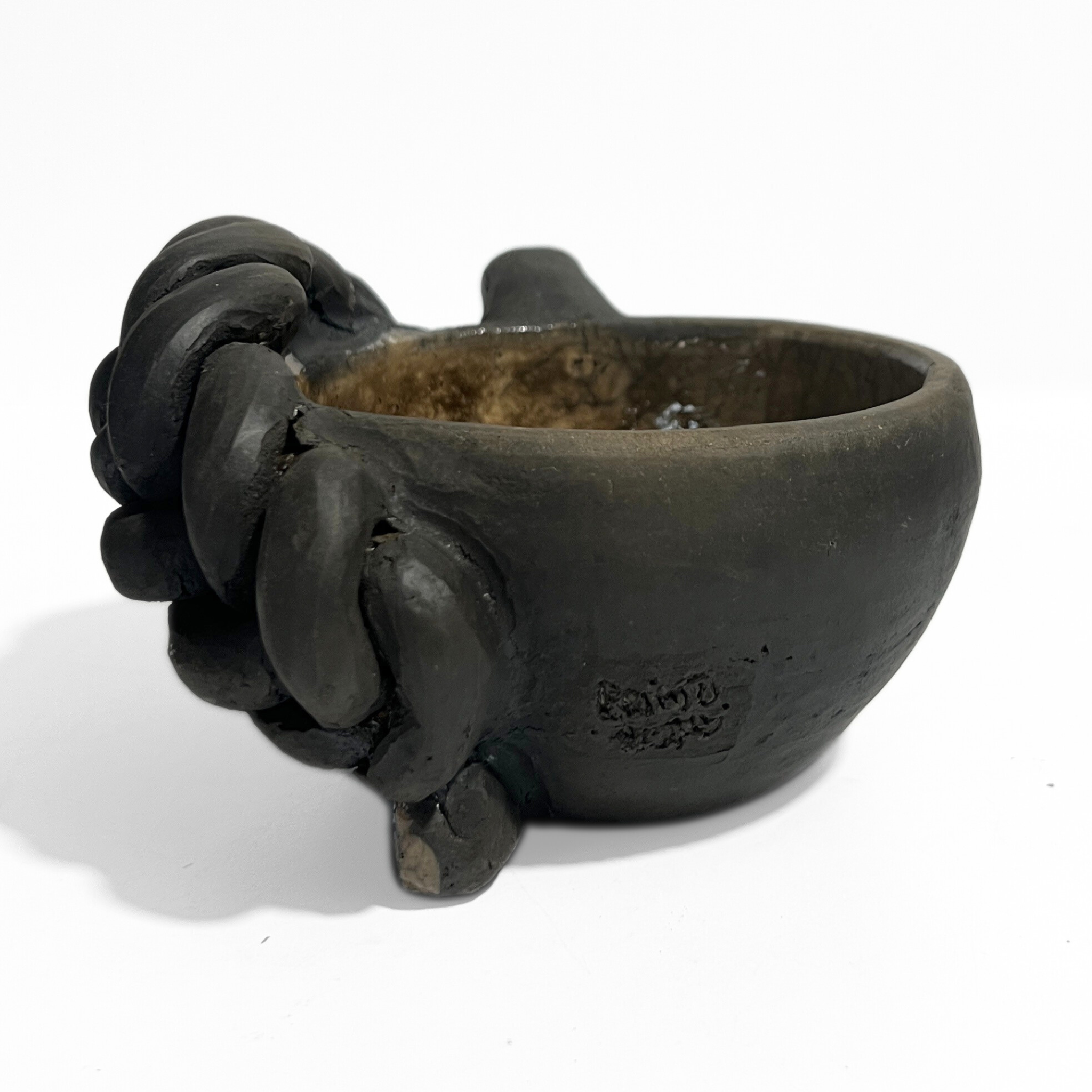 TAZA CARITA BARRO AHUMADO TRENZA