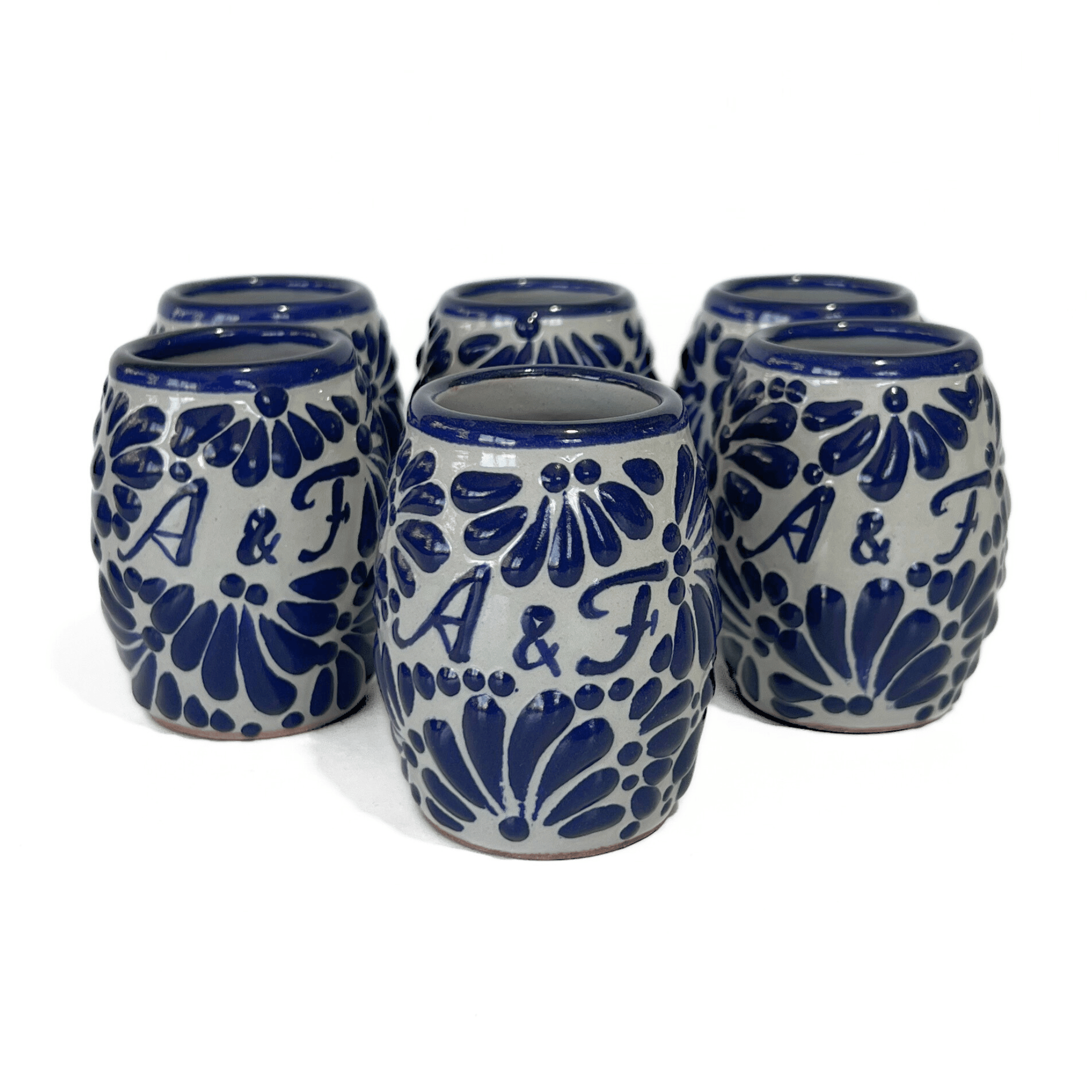 TEQUILERO BARRIL 8 CARACTERES FONDO TRADICIONAL MIK AZUL COBALTO INICIALES