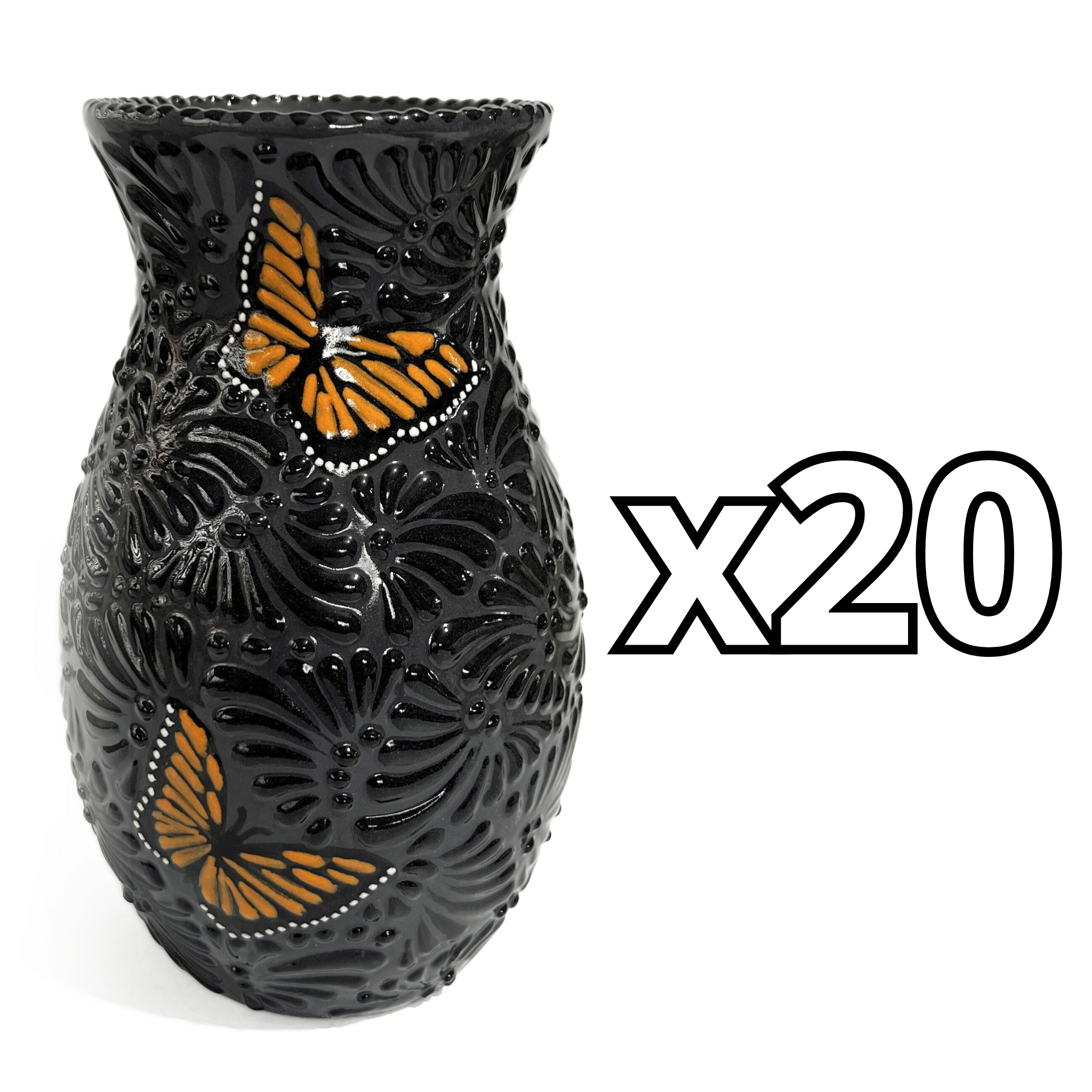 FLORERO BOLICHE 25 CM MIK SUPER BLACK MARIPOSAS
