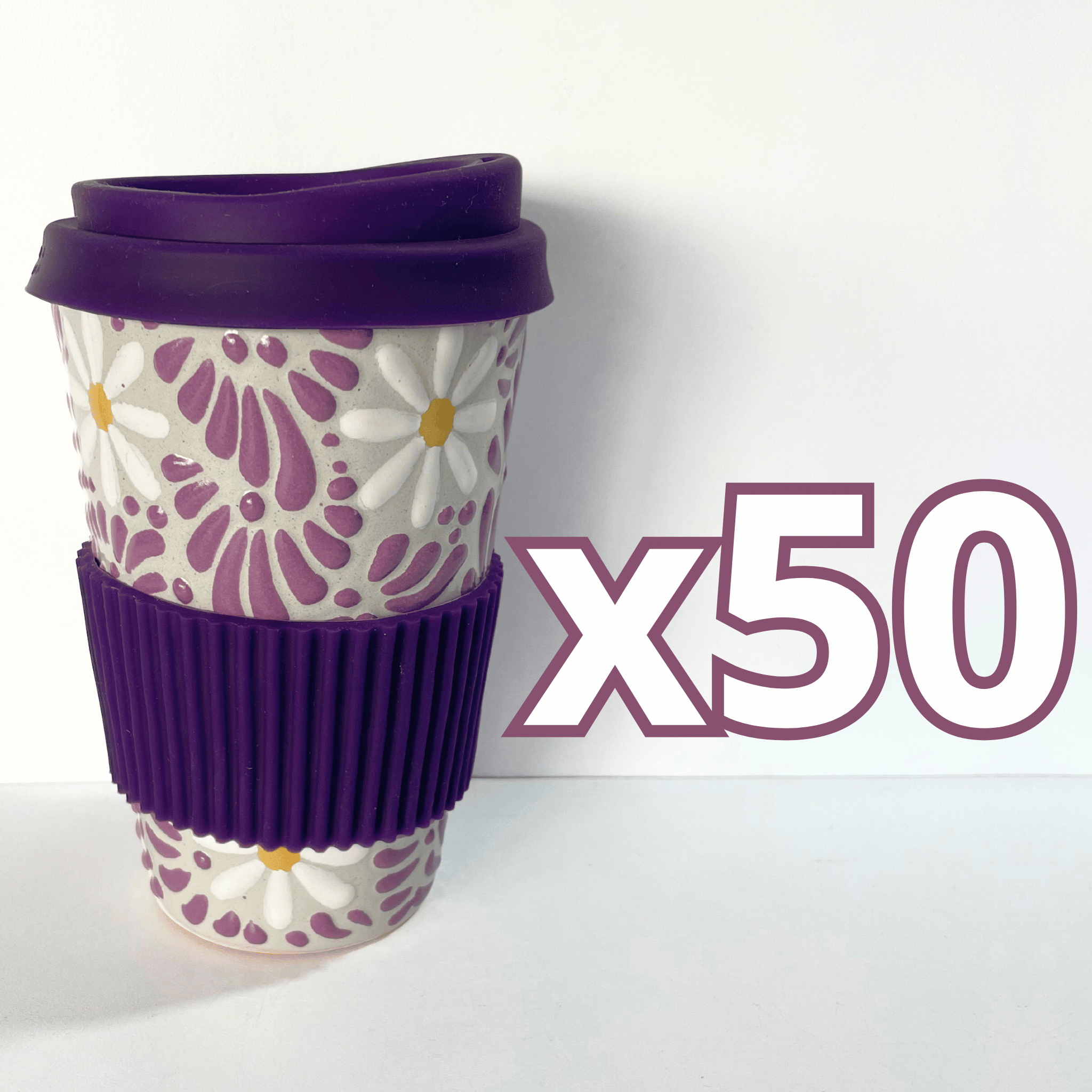 TERMO 15 CM SIN ASA FONDO TRADICIONAL MIK MORADO MARGARITAS
