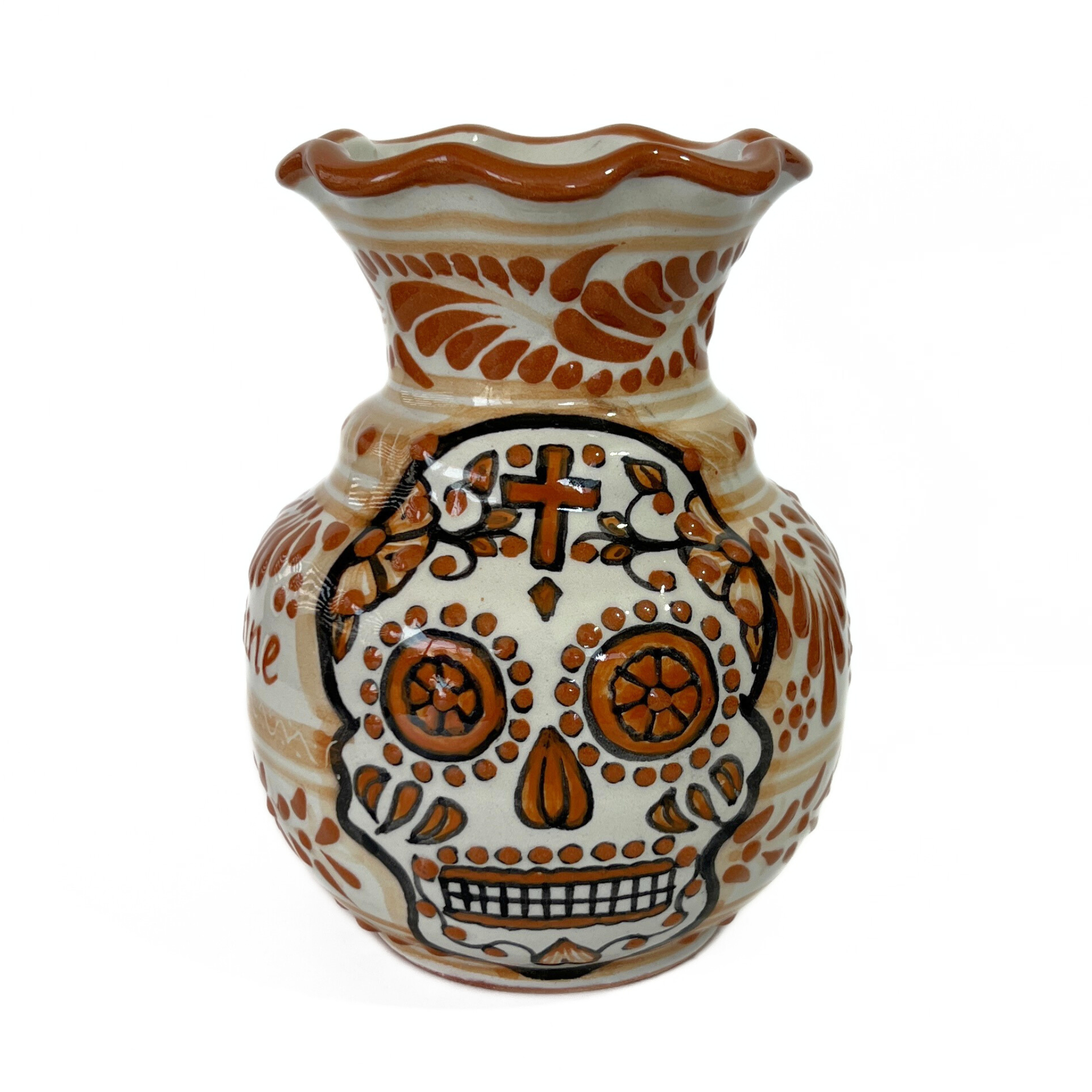 FLORERO ONDAS 15 CM 8 CARACTERES FONDO TRADICIONAL CENEFA TERRACOTA CALAVERA