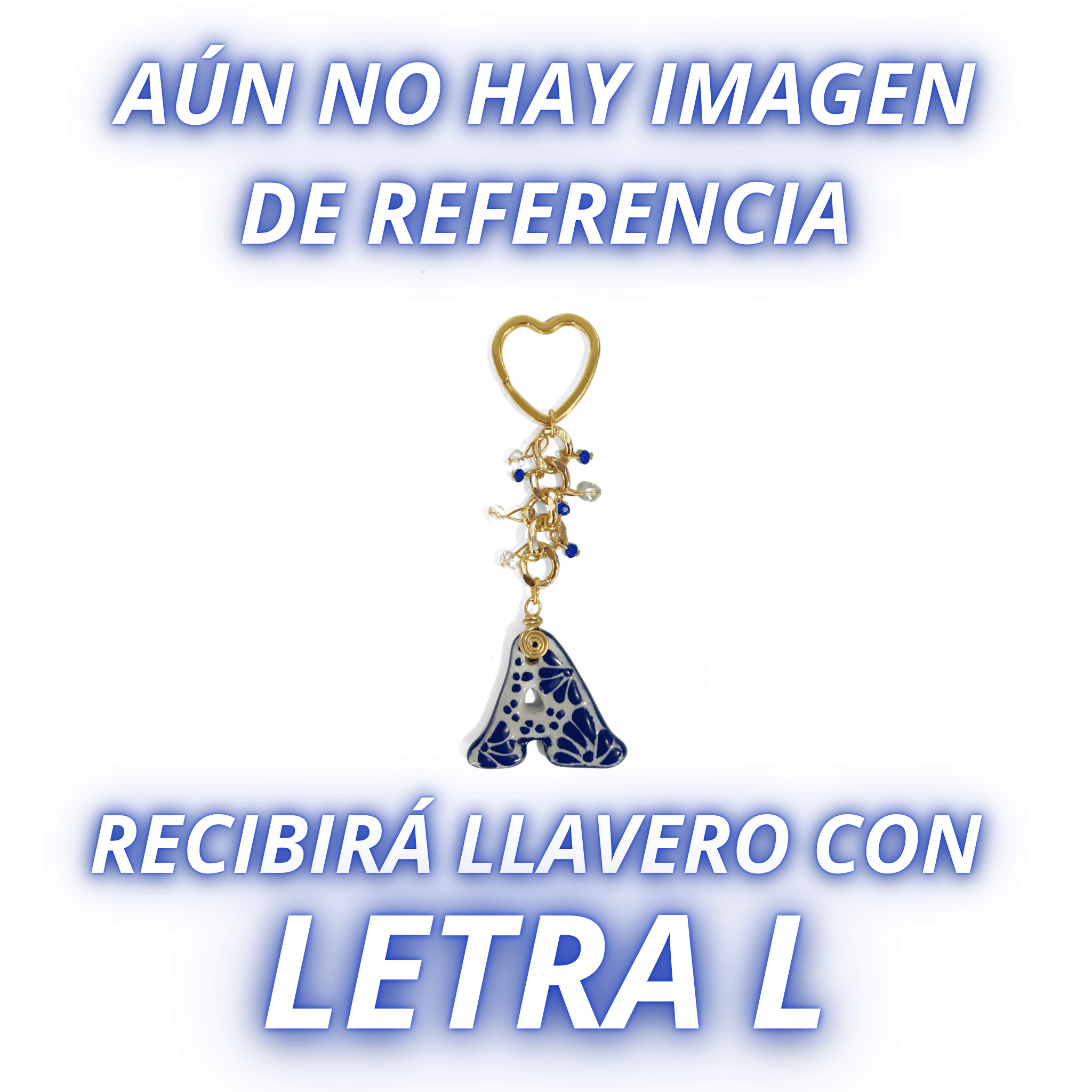 LLAVERO INICIAL AZUL COBALTO CON CRISTAL CORTADO