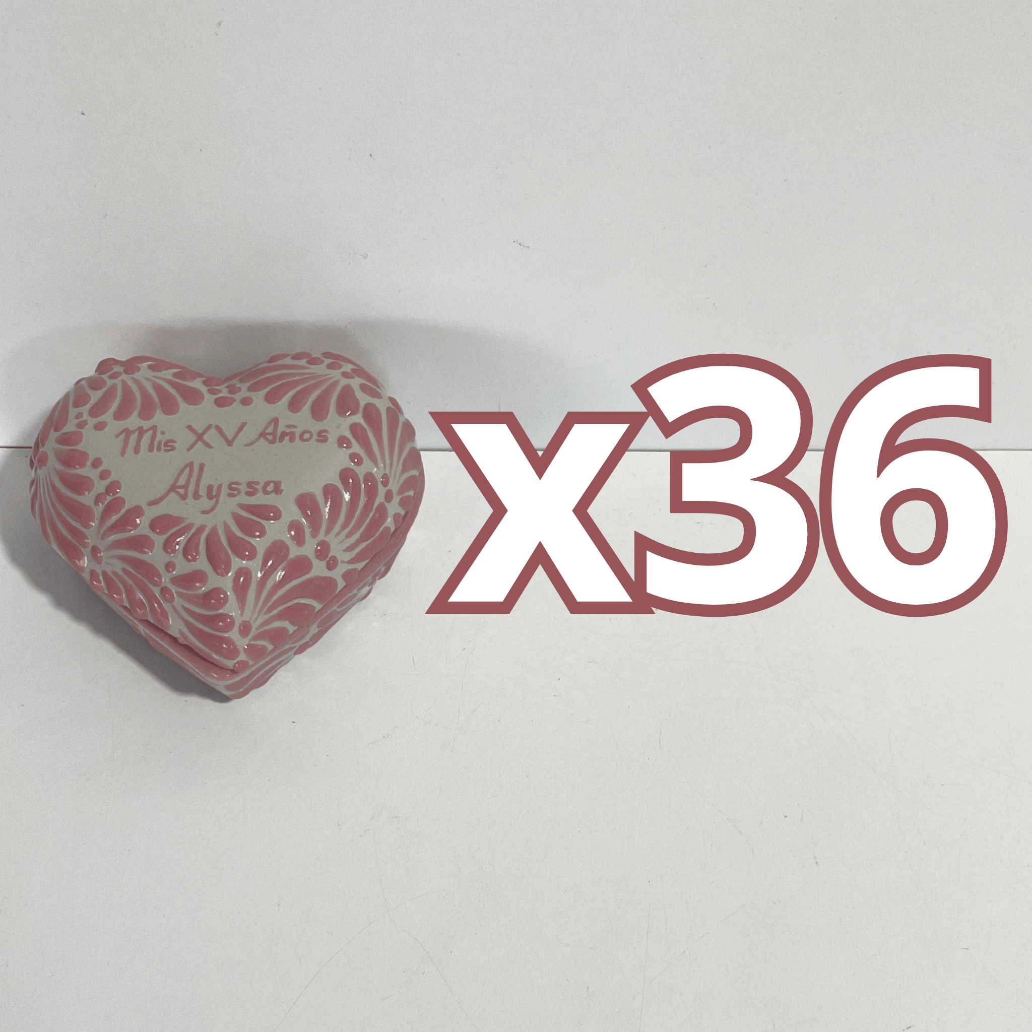 ALHAJERO GRANDE 16 CARACTERES FORMA DE CORAZON FONDO TRADICIONAL MIK ROSA