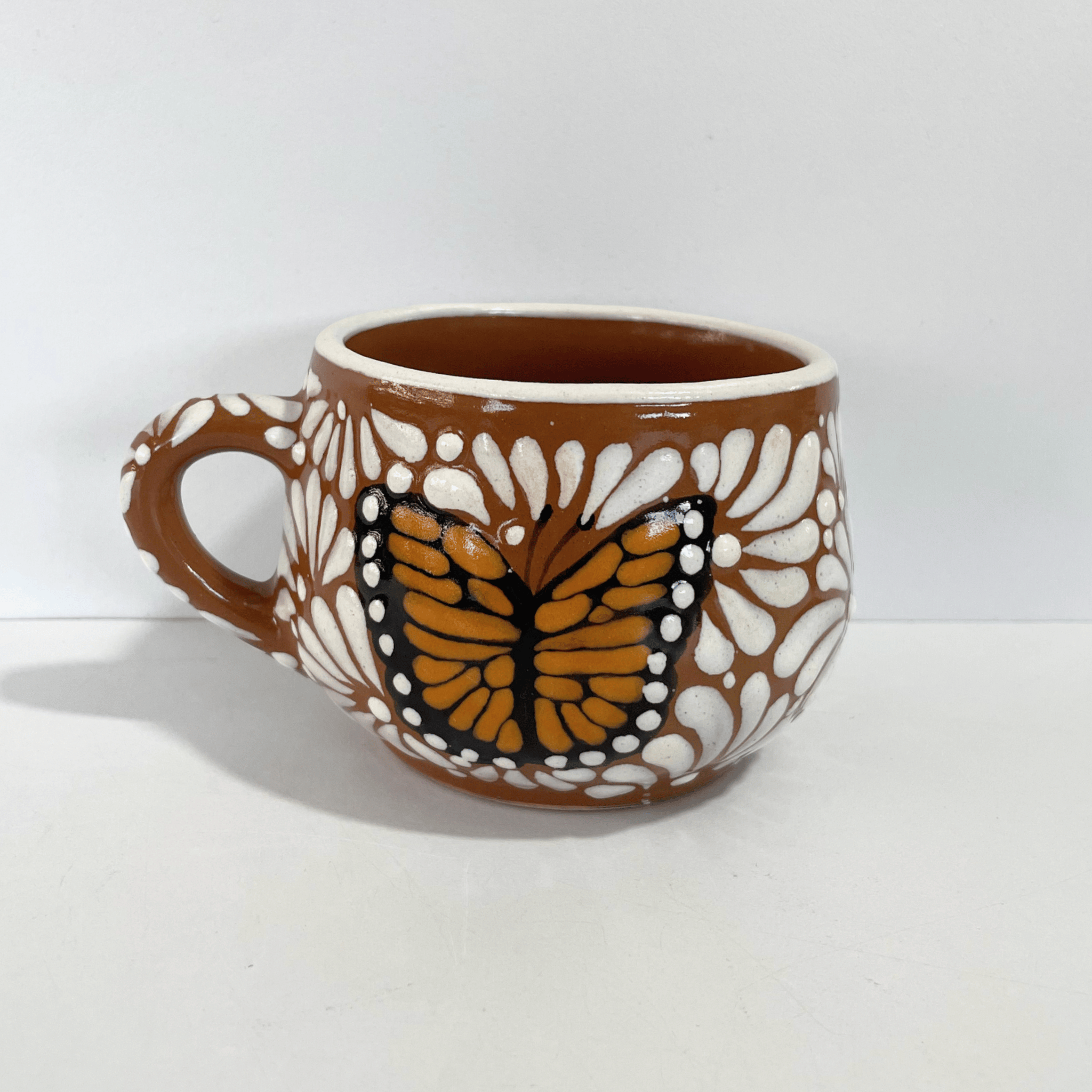 TAZA CHOCOLATERA MEDIANA FONDO CAFE MIK BLANCO MARIPOSAS