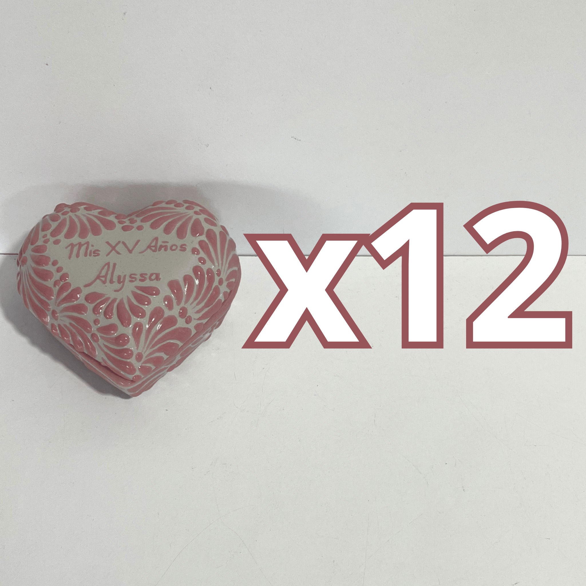 ALHAJERO GRANDE 16 CARACTERES FORMA DE CORAZON FONDO TRADICIONAL MIK ROSA