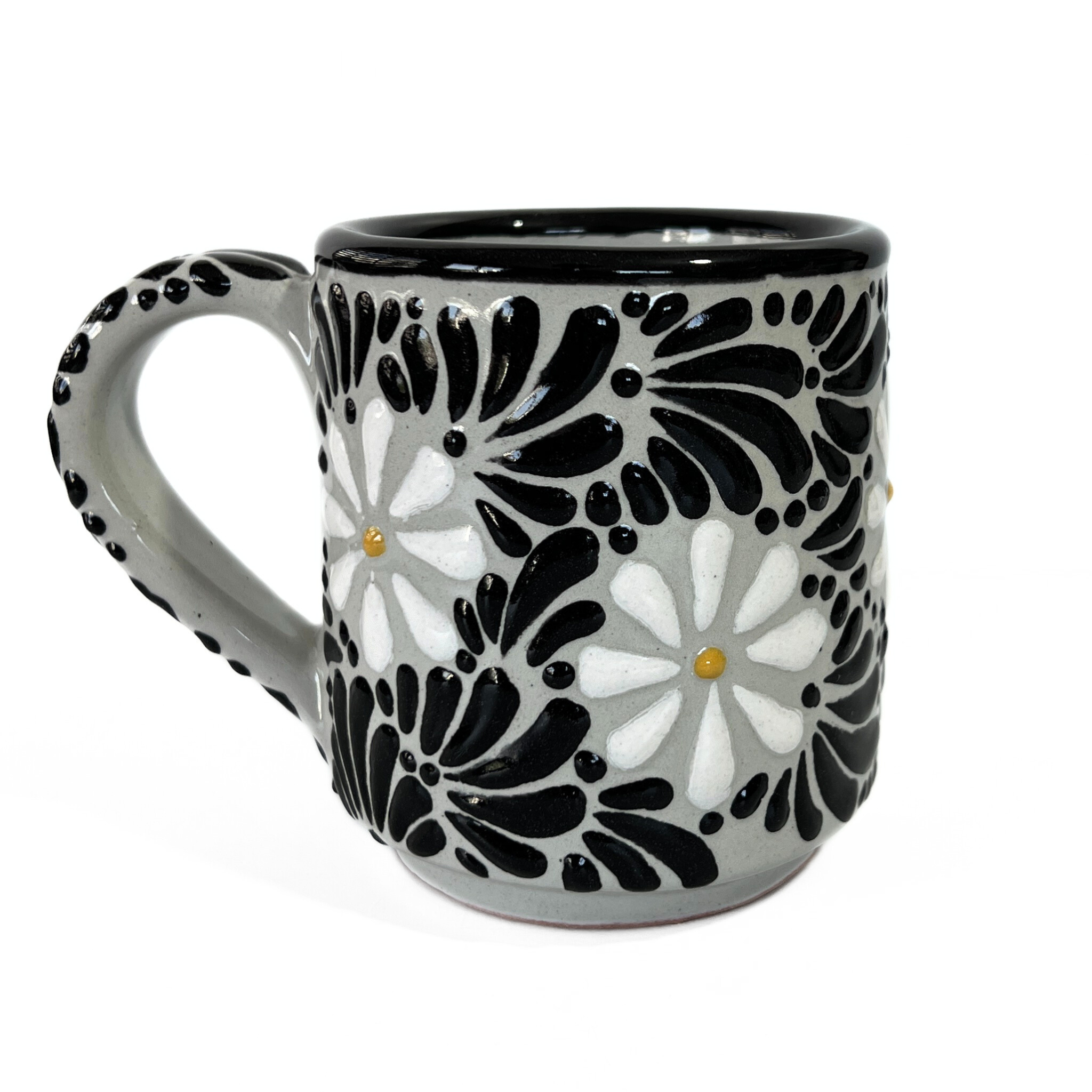 TAZA RECTA ESTANDAR FONDO TRADICIONAL MIK NEGRO MARGARITAS