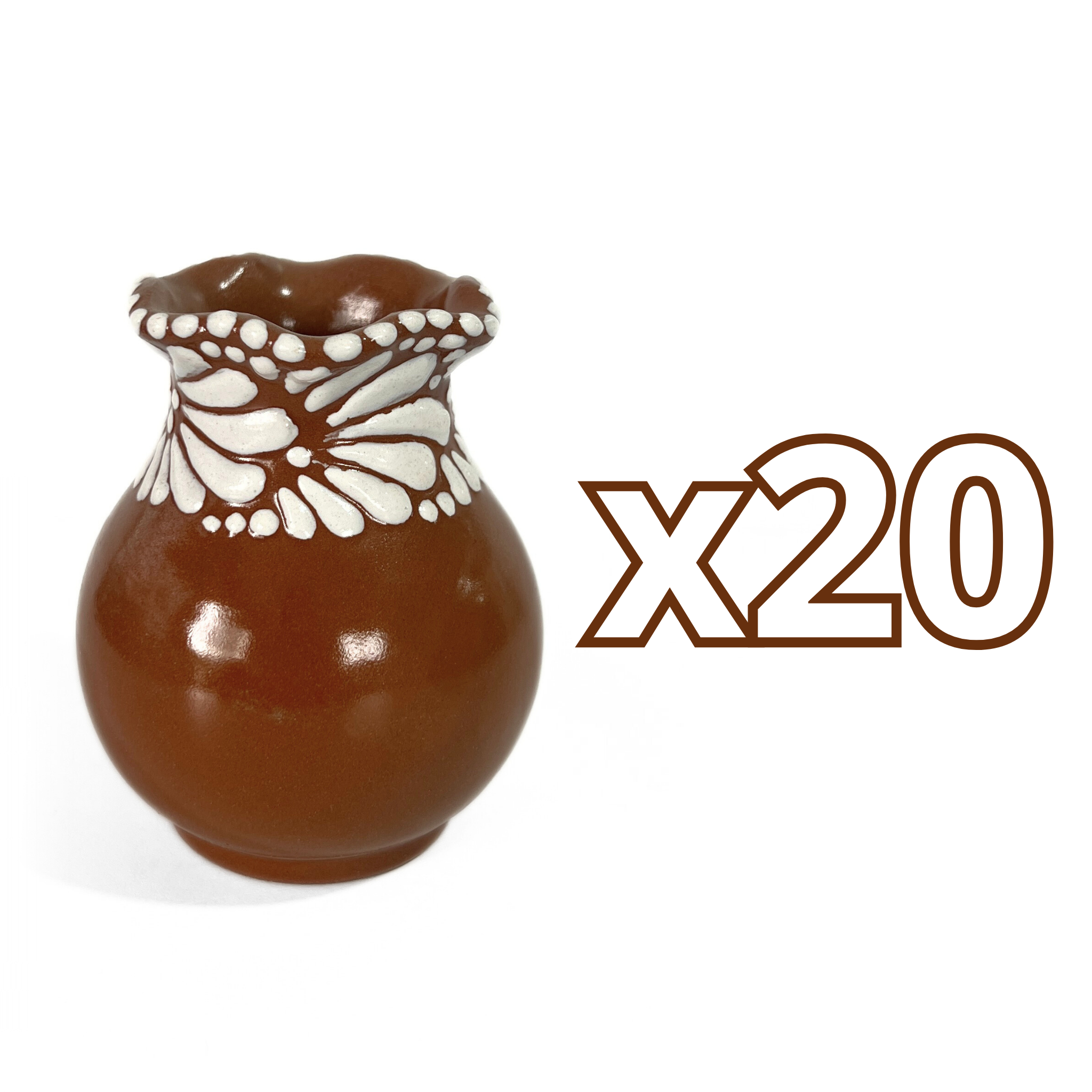 FLORERO ONDAS 8 CM FONDO CAFE MIK CENEFA BLANCO