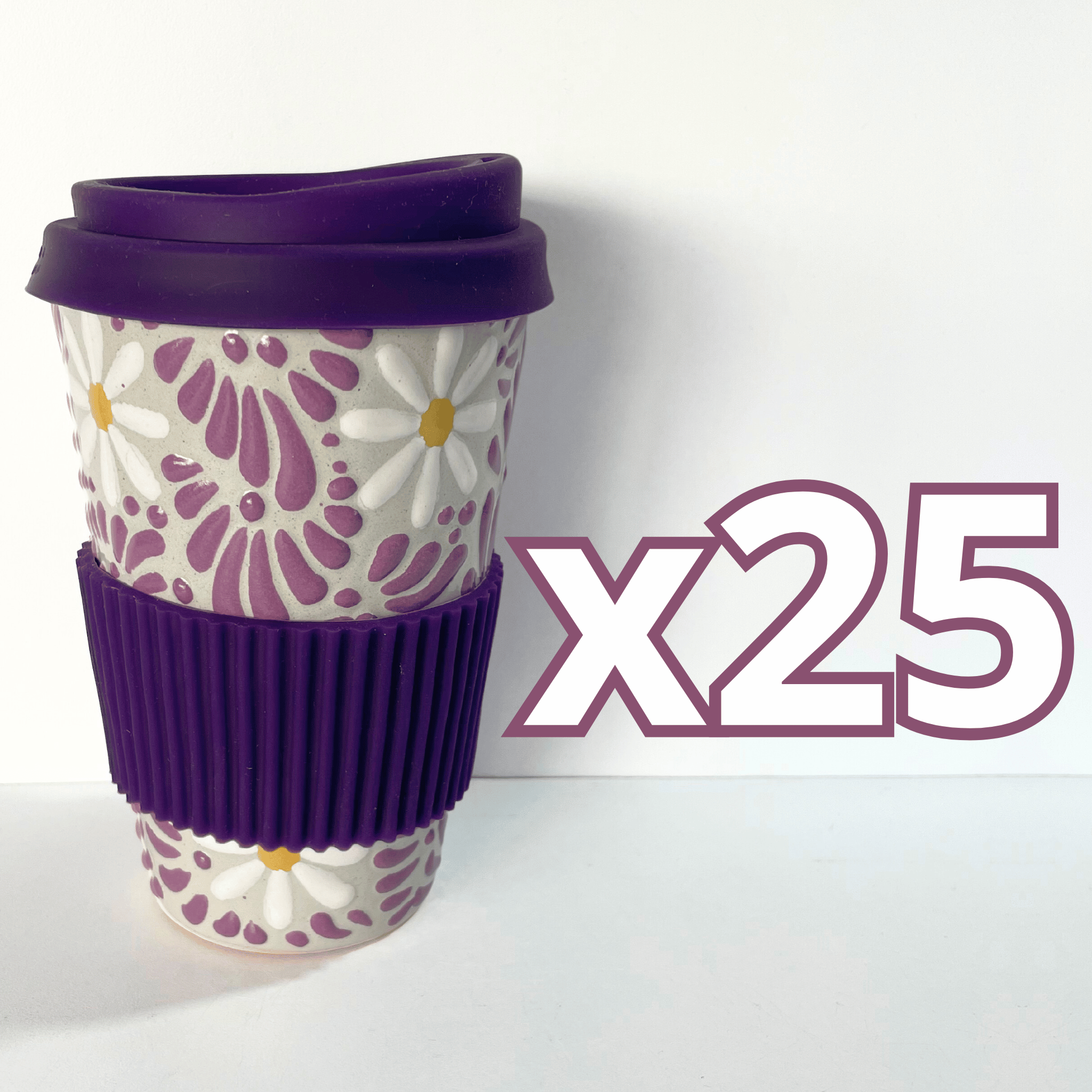 TERMO 15 CM SIN ASA FONDO TRADICIONAL MIK MORADO MARGARITAS