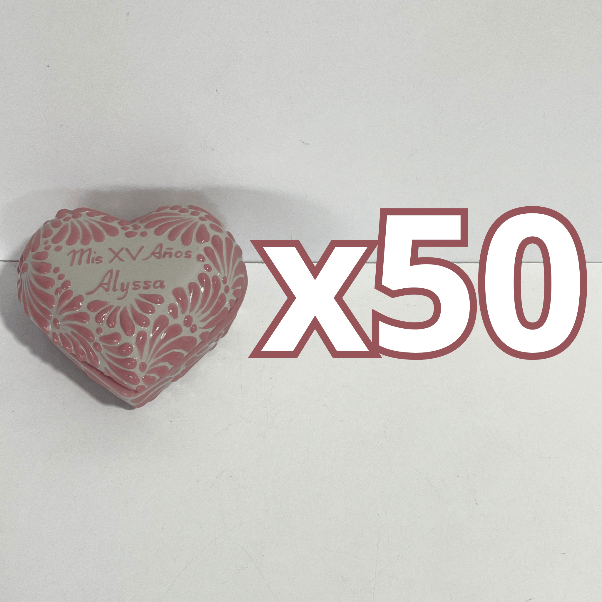 ALHAJERO GRANDE 16 CARACTERES FORMA DE CORAZON FONDO TRADICIONAL MIK ROSA