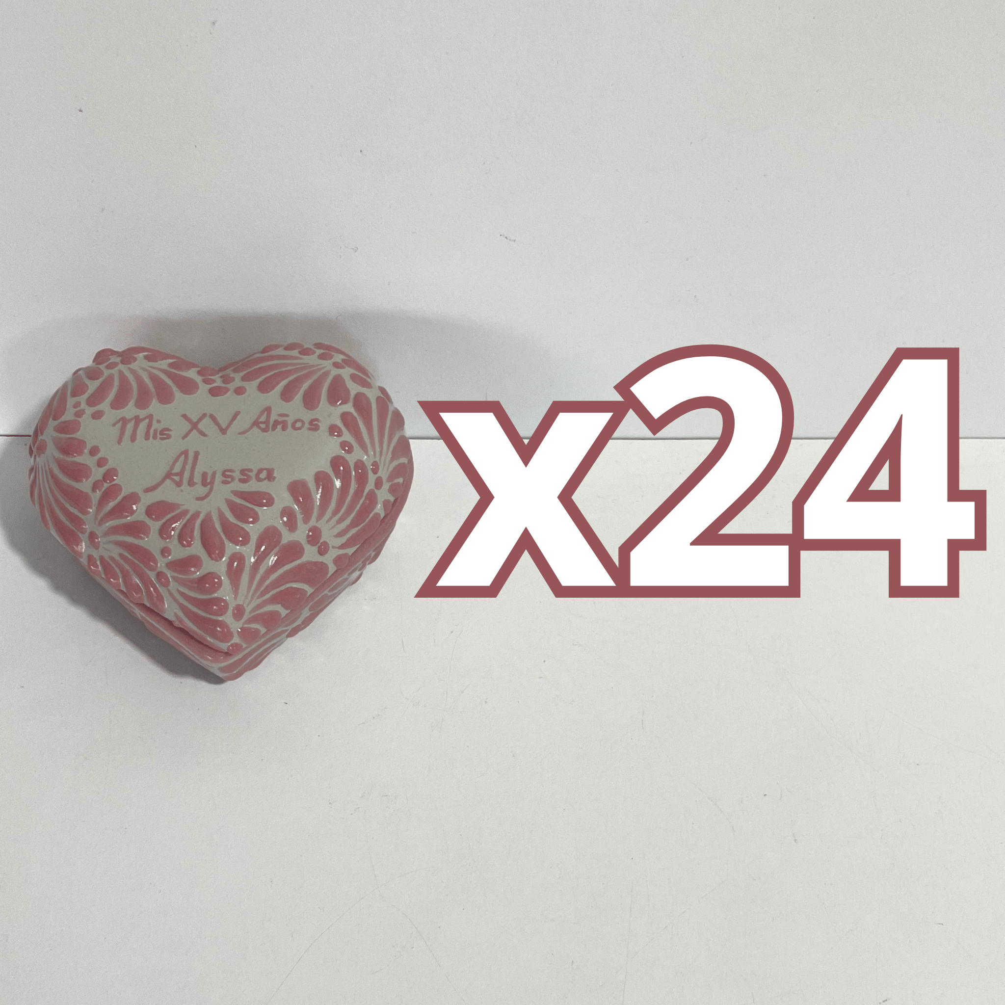 ALHAJERO GRANDE 16 CARACTERES FORMA DE CORAZON FONDO TRADICIONAL MIK ROSA