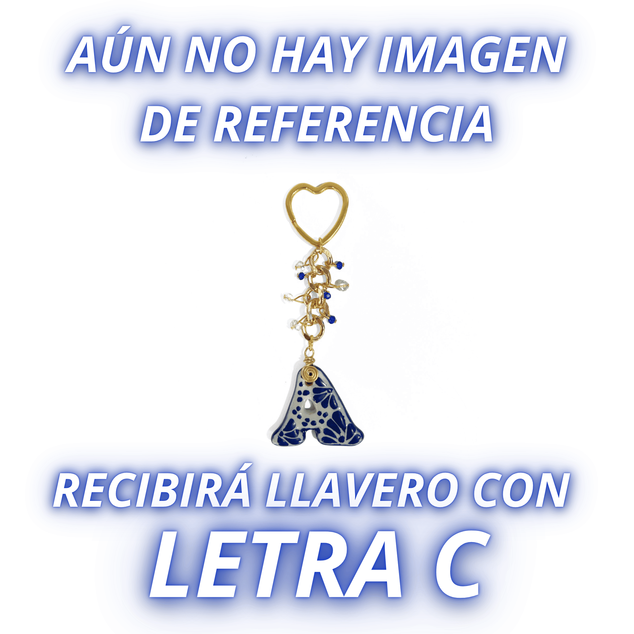 LLAVERO INICIAL AZUL COBALTO CON CRISTAL CORTADO