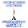 LLAVERO INICIAL AZUL COBALTO CON CRISTAL CORTADO