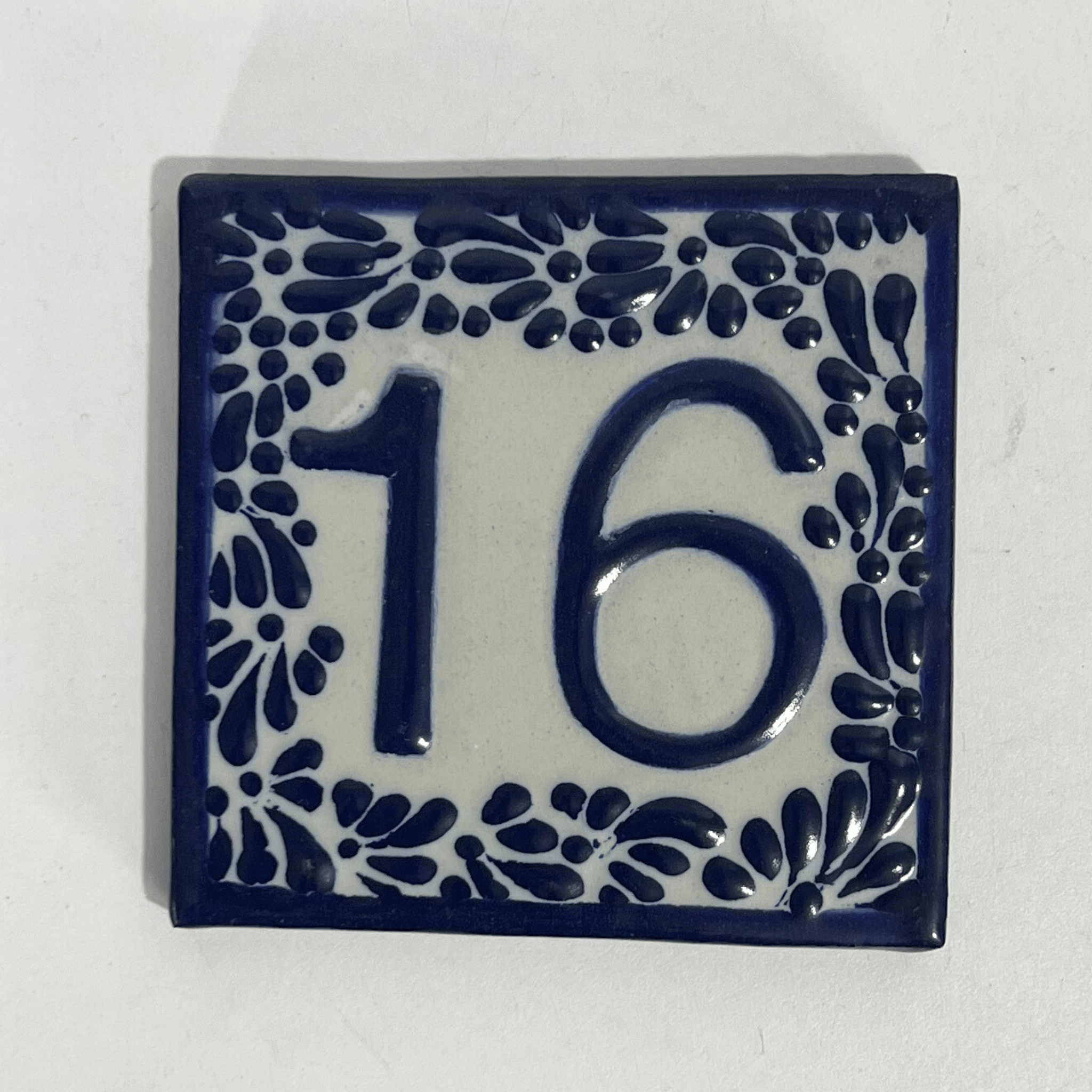 MOSAICO 10 CM NUMERO 16 PARA EXTERIOR FONDO TRADICIONAL MIK CENEFA AZUL COBALTO