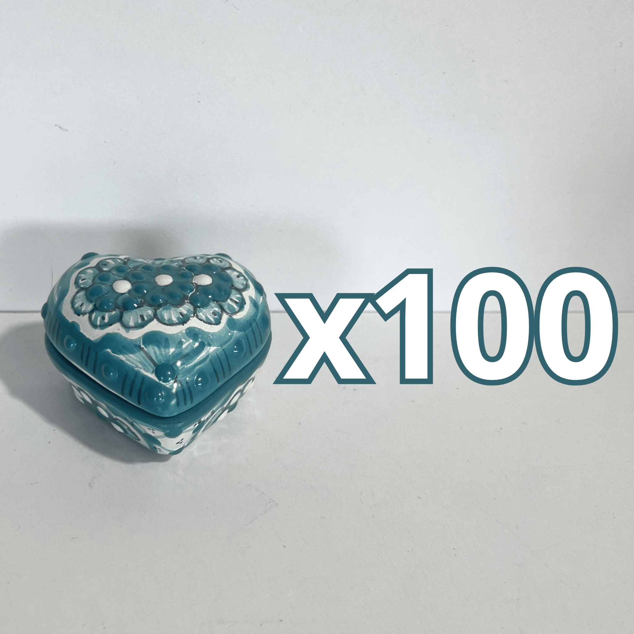 PAQUETE ALHAJERO CHICO FORMA DE CORAZON NO PERSONALIZADO FONDO TRADICIONAL MIK VERDE TURQUESA