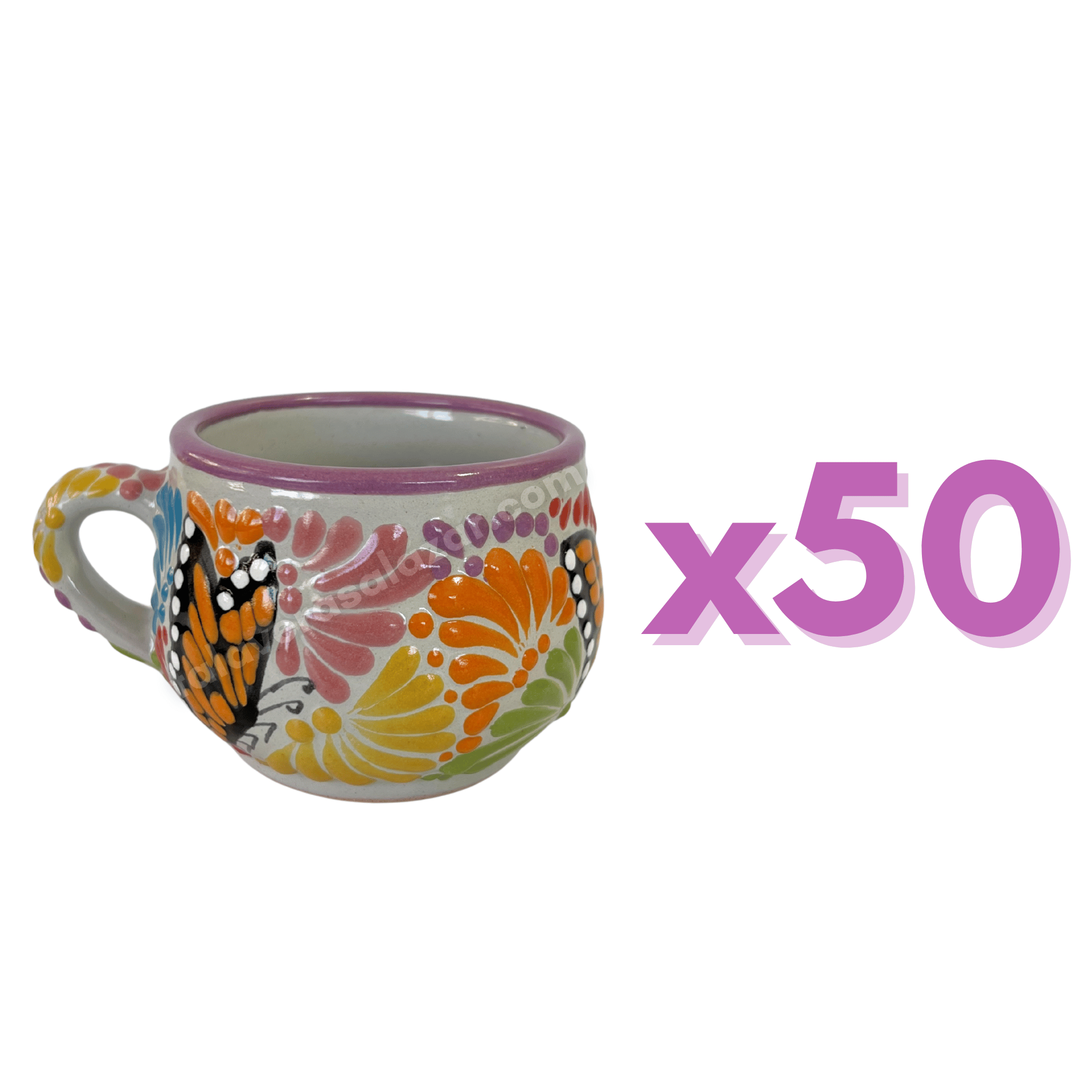TAZA CHOCOLATERA MEDIANA FONDO TRADICIONAL MIK MULTICOLOR MARIPOSAS