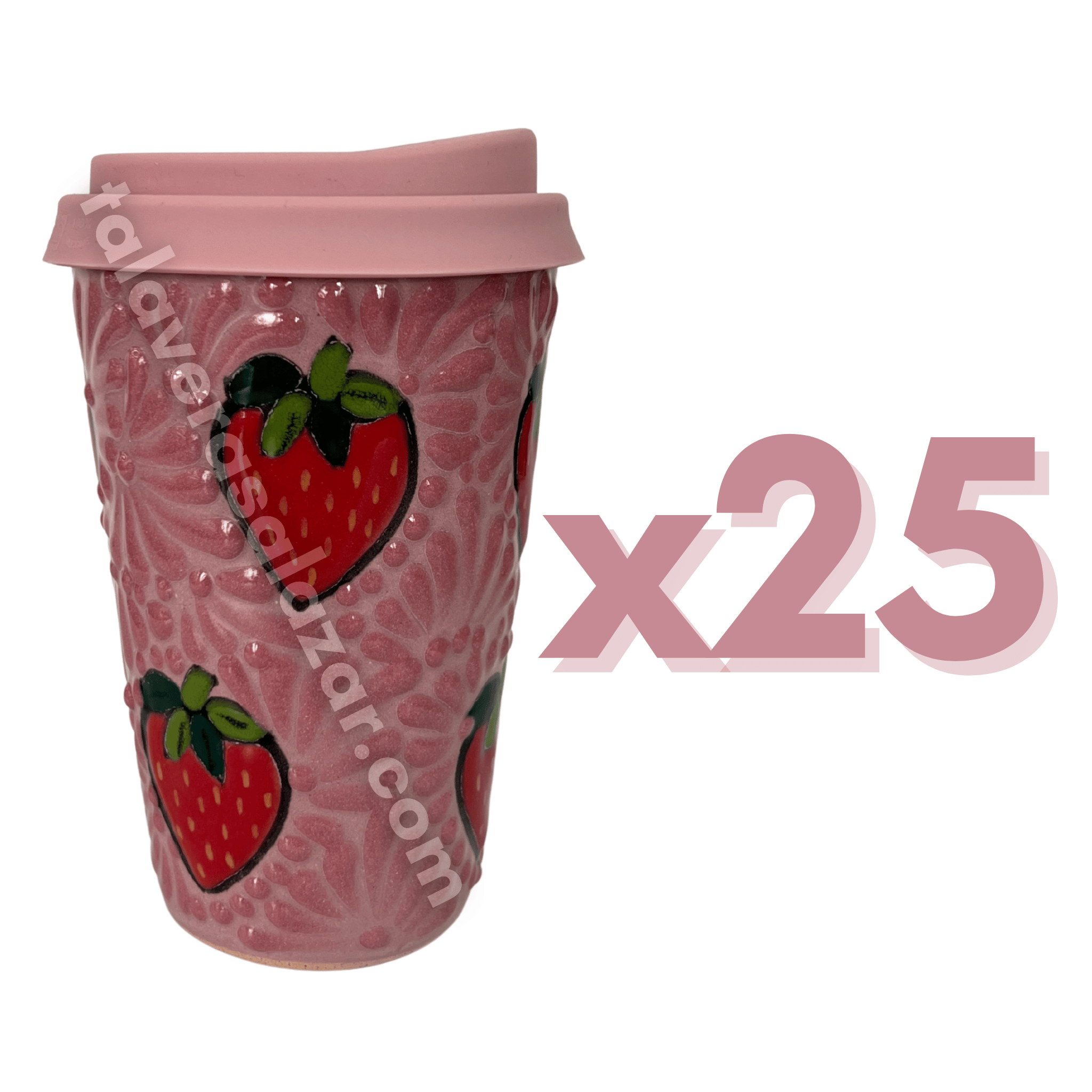 TERMO 15 CM SIN ASA FONDO ROSA MIK ROSA FRESAS