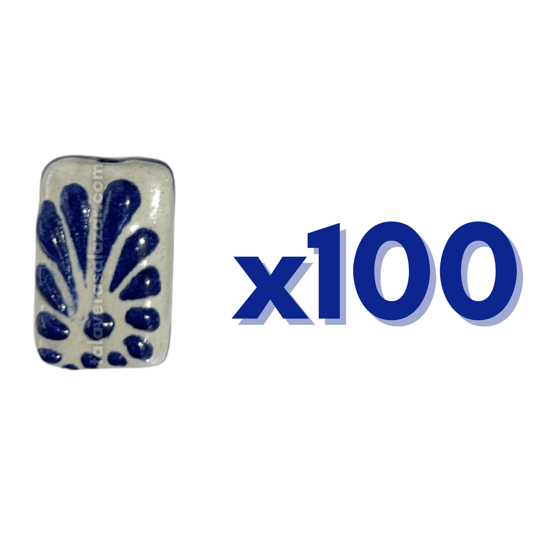 RECTANGULO PLANO 2 CM X 1.5 CM FONDO TRADICIONAL DECORADO AZUL COBALTO