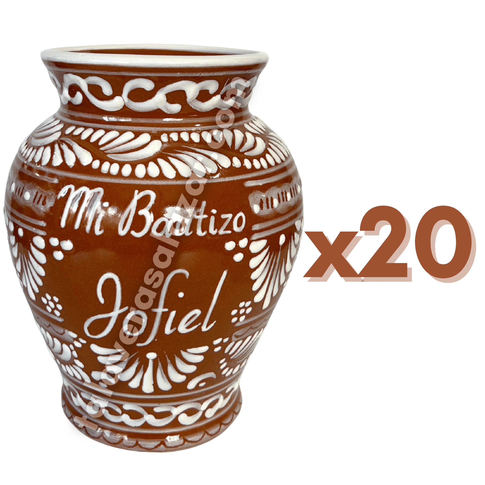 FLORERO JARRON 16 CARACTERES FONDO CAFE CENEFA BLANCO PERSONALIZADO