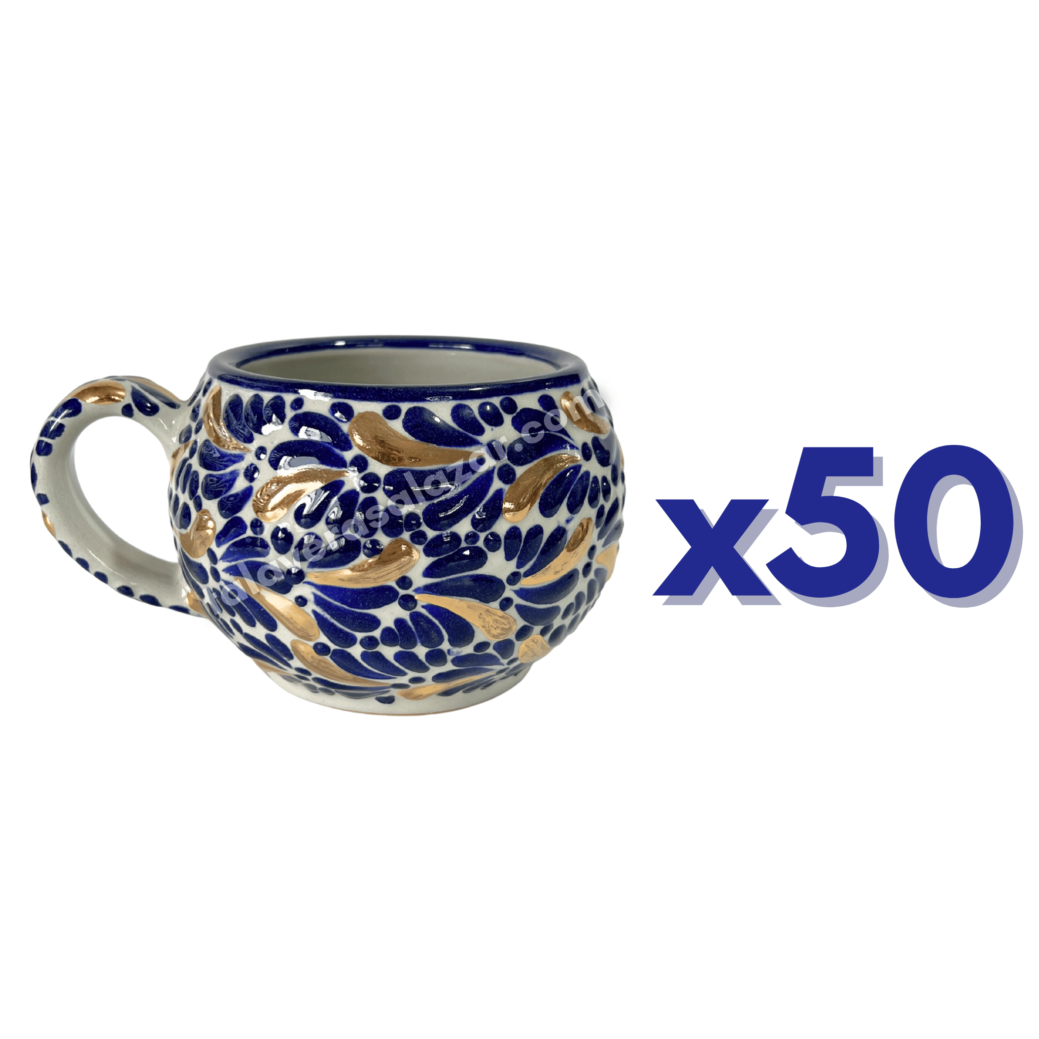 TAZA CHOCOLATERA GRANDE FONDO TRADICIONAL MIK AZUL COBALTO DESTELLO DE ORO