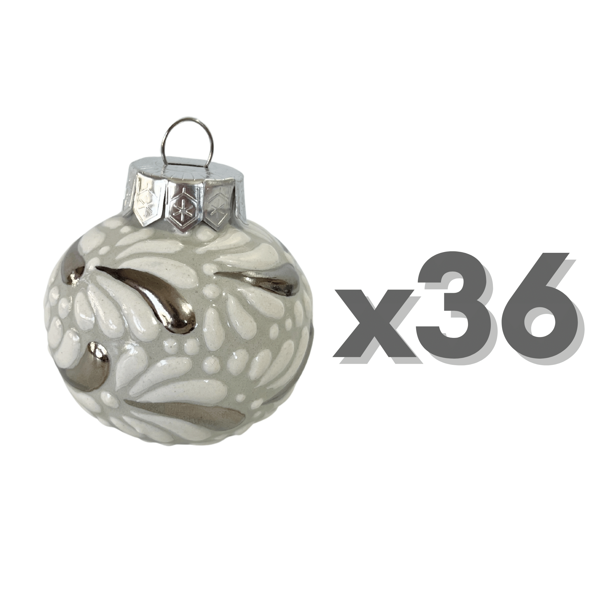 ESFERA NAVIDEÑA FONDO TRADICIONAL MIK BLANCO DESTELLOS DE PLATA