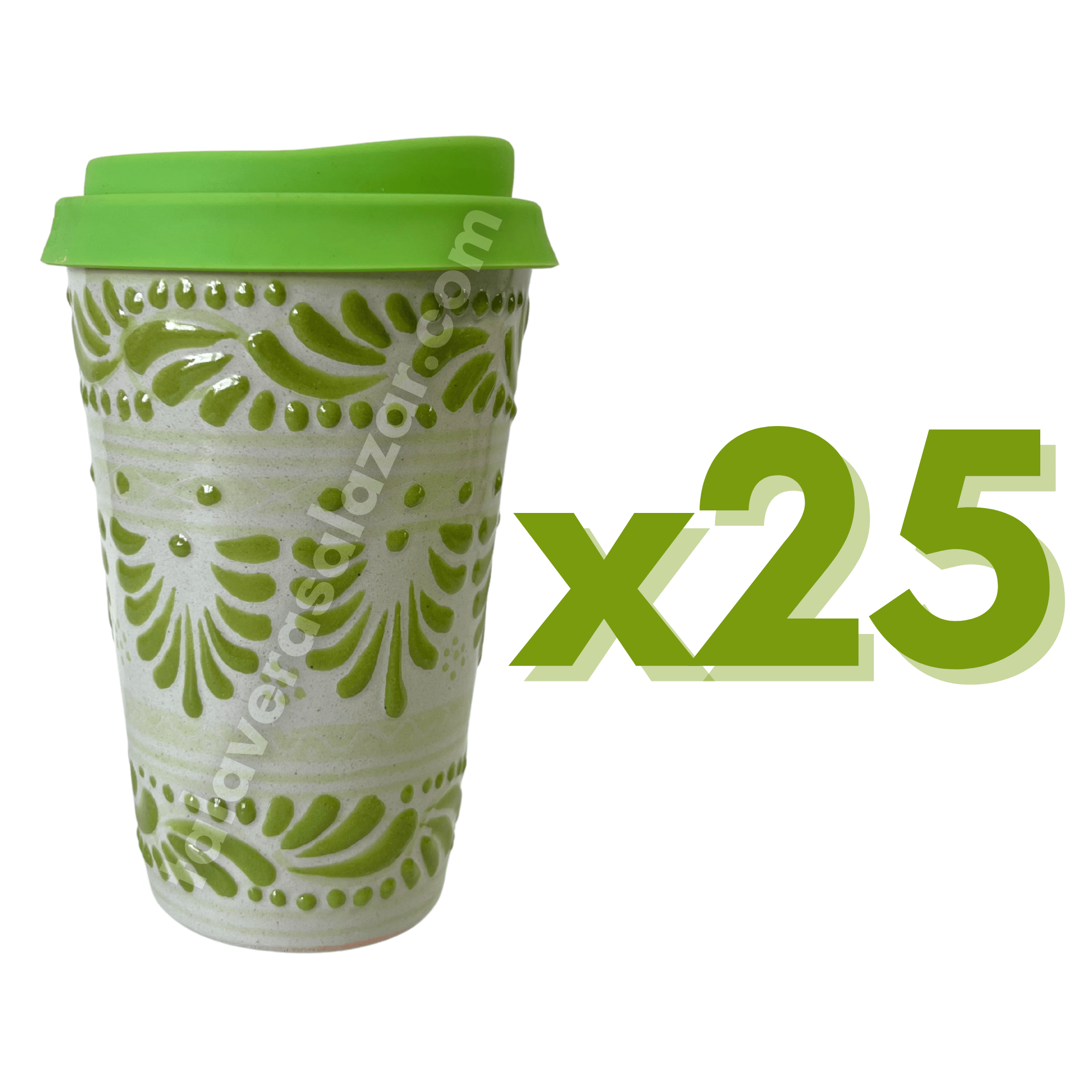 TERMO 15 CM SIN ASA FONDO TRADICIONAL CENEFA VERDE LIMON