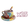 SET 3 PIEZAS TAZA CHOCOLATERA MEDIANA FONDO TRADICIONAL MIK MULTICOLOR