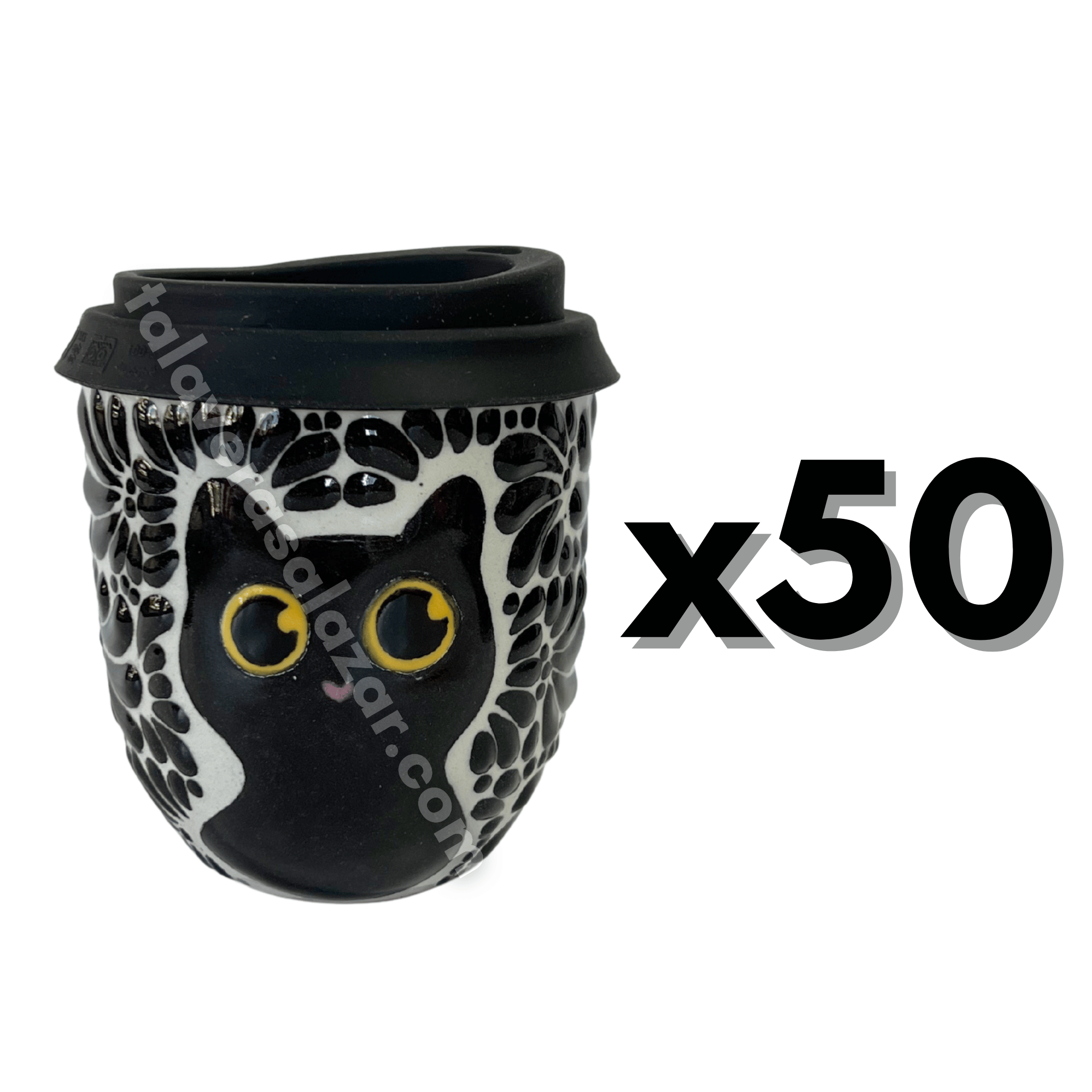 TERMO BOLITA FONDO TRADICIONAL MIK NEGRO GATO NEGRO CON OJOS AMARILLOS