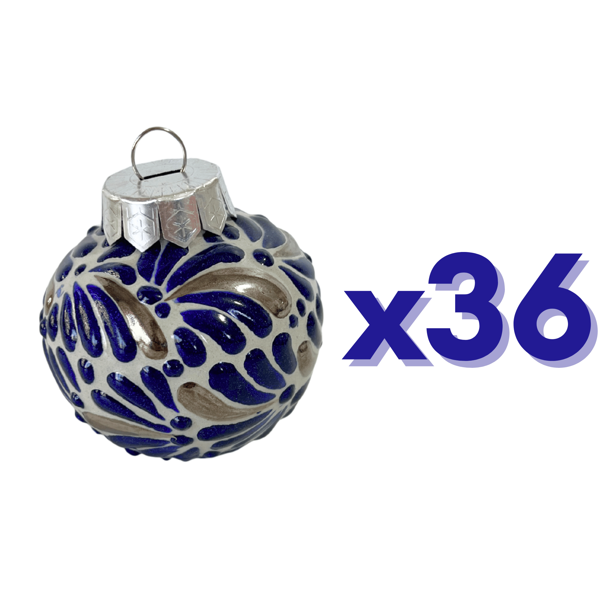 ESFERA NAVIDEÑA MIK AZUL COBALTO DESTELLOS DE PLATA