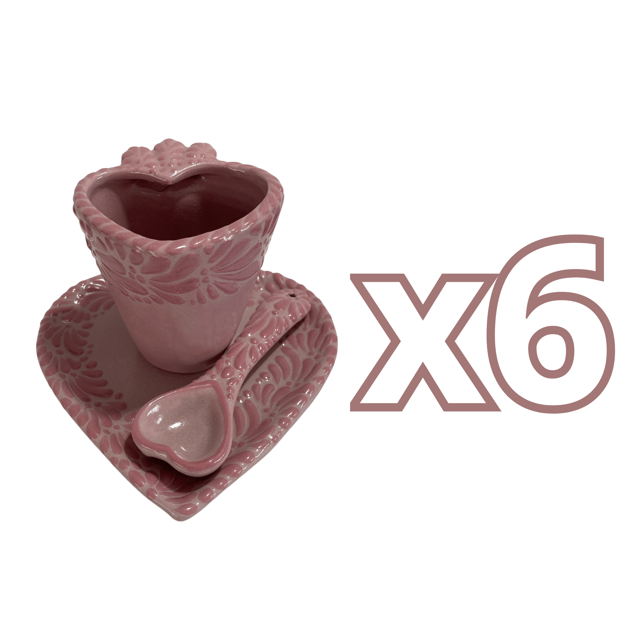 SET 3 PIEZAS FORMA DE CORAZON CON CUCHARA CORAZON FONDO ROSA CENEFA MIK ROSA