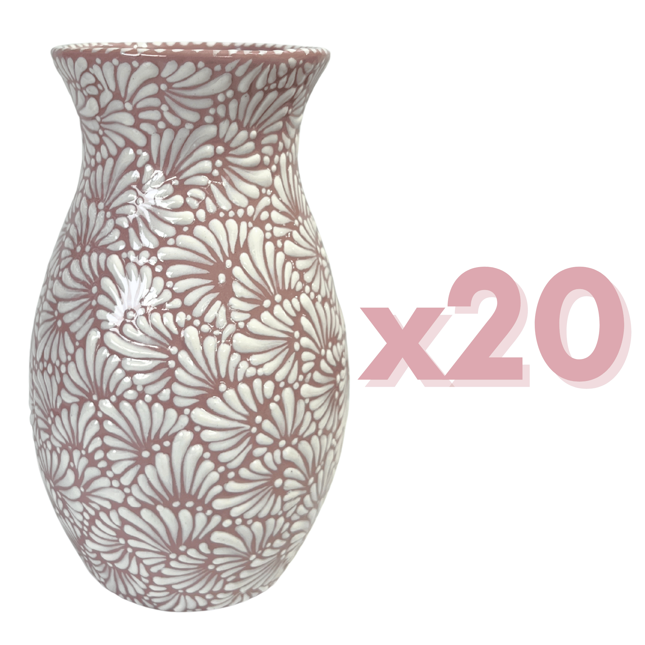 FLORERO BOLICHE 25 CM FONDO ROSA MIK BLANCO