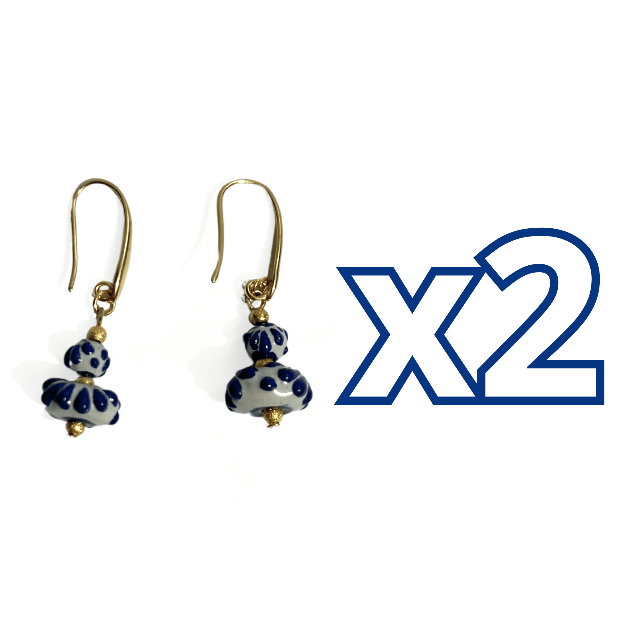 ARETES ESFERA Y DONA FONDO TRADICIONAL DECORADO AZUL COBALTO
