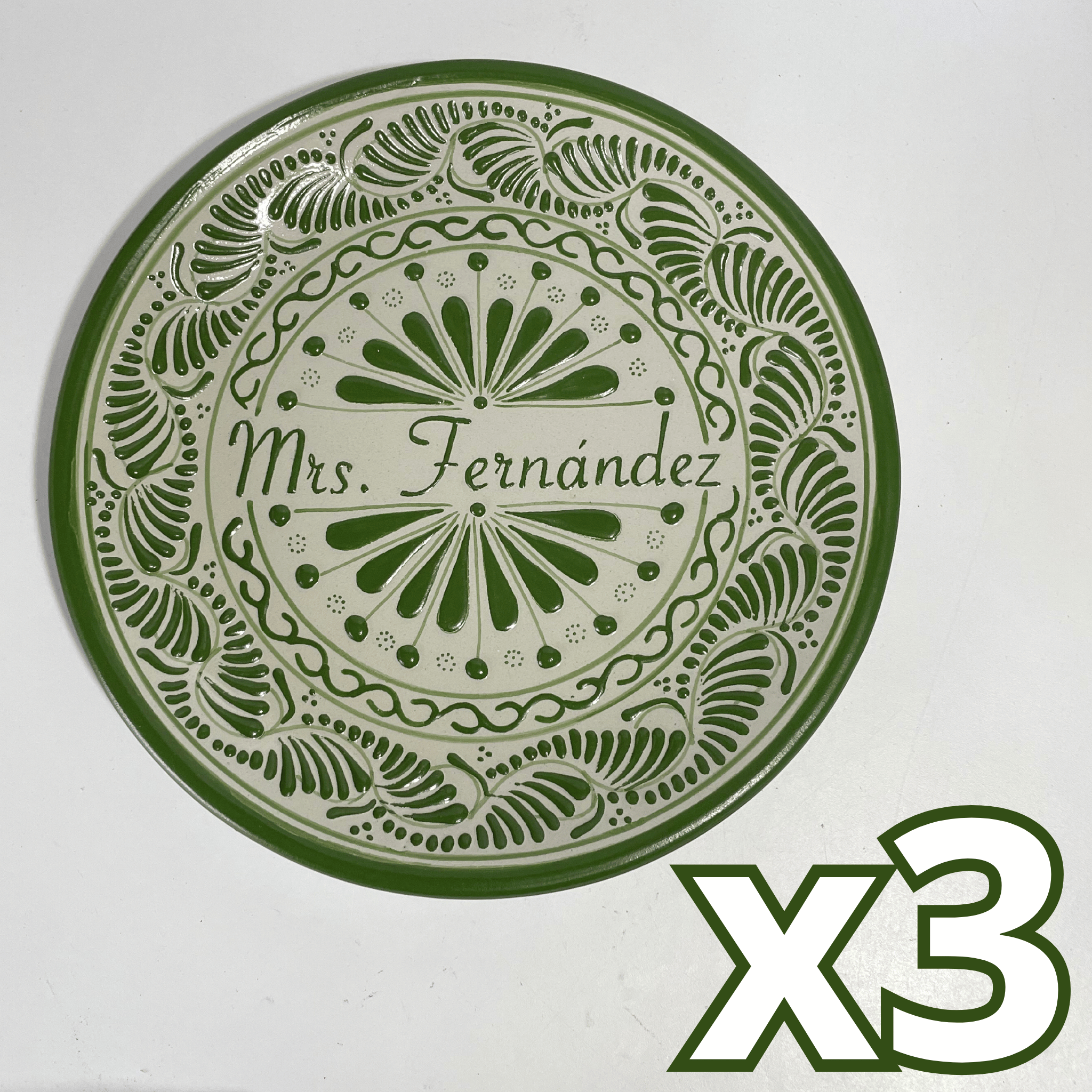 PLATO PLANO 16 CARACTERES FONDO TRADICIONAL CENEFA VERDE NOMBRE