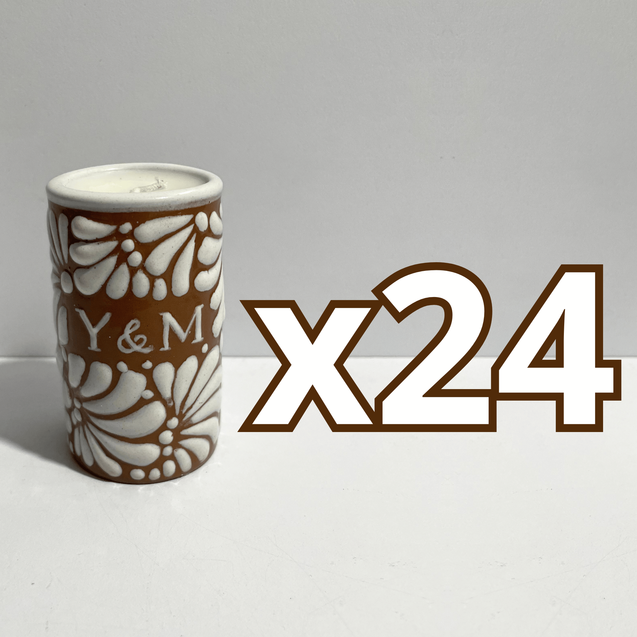 TEQUIVELA PERSONALIZADA FONDO CAFE MIK BLANCO INICIALES