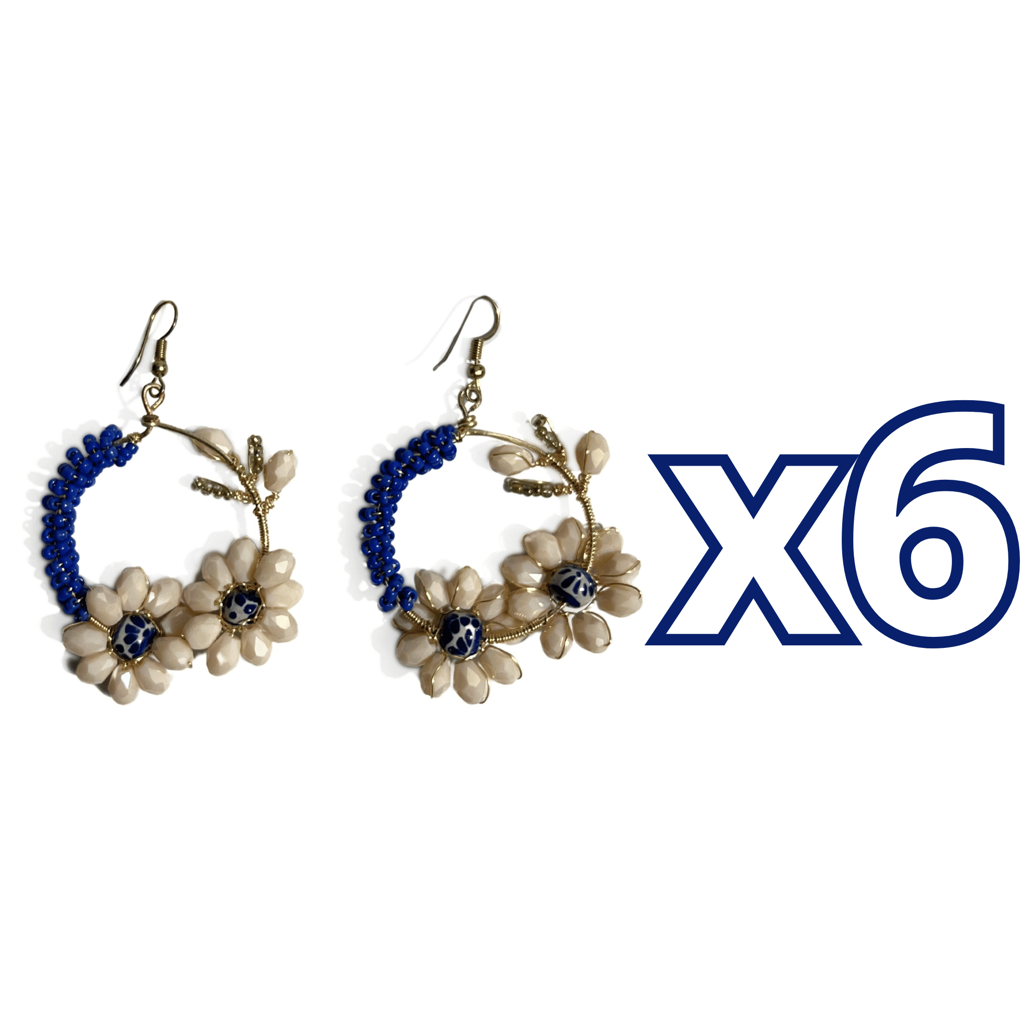 ARETES CRISTAL CORTADO ESFERA FONDO TRADICIONAL DECORADO AZUL COBALTO