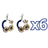 ARETES CRISTAL CORTADO ESFERA FONDO TRADICIONAL DECORADO AZUL COBALTO