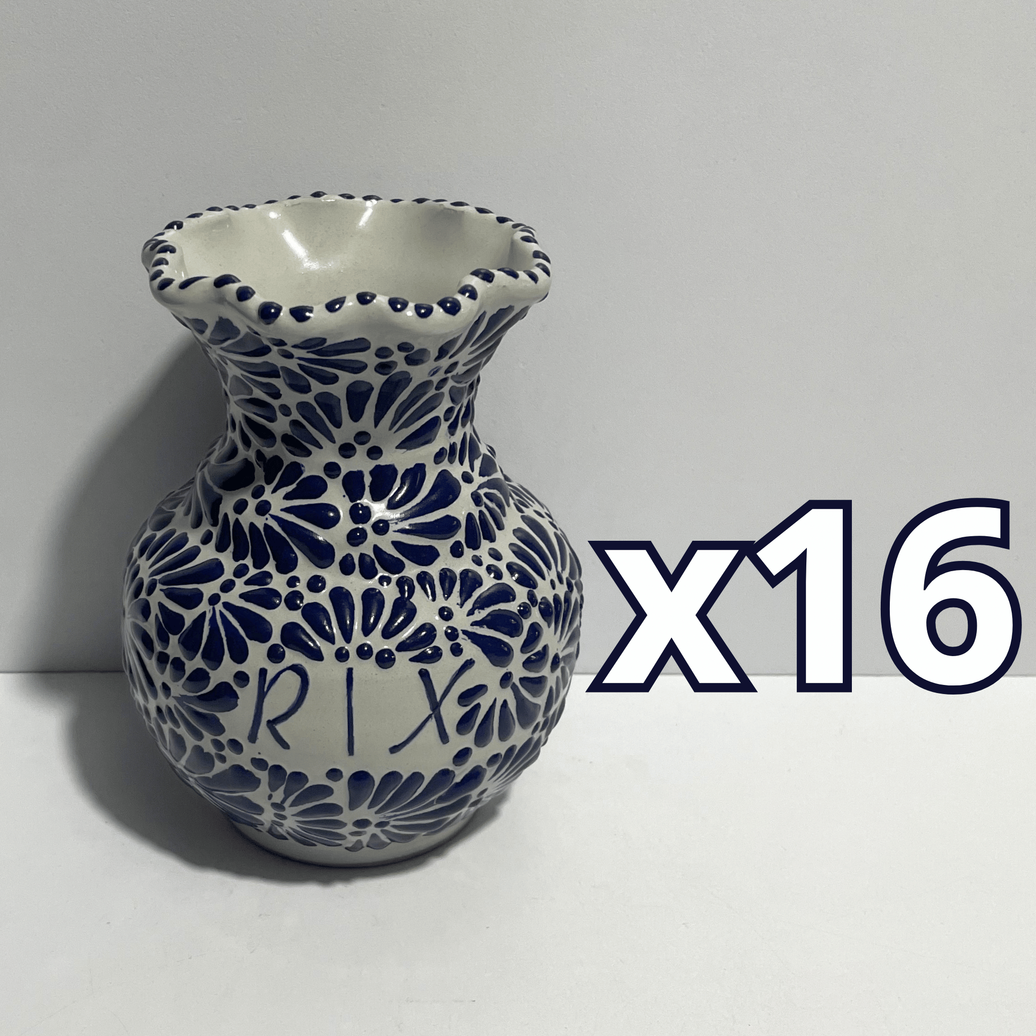 FLORERO ONDAS PERSONALIZADO 15 CM FONDO TRADICIONAL MIK AZUL COBALTO NOMBRE