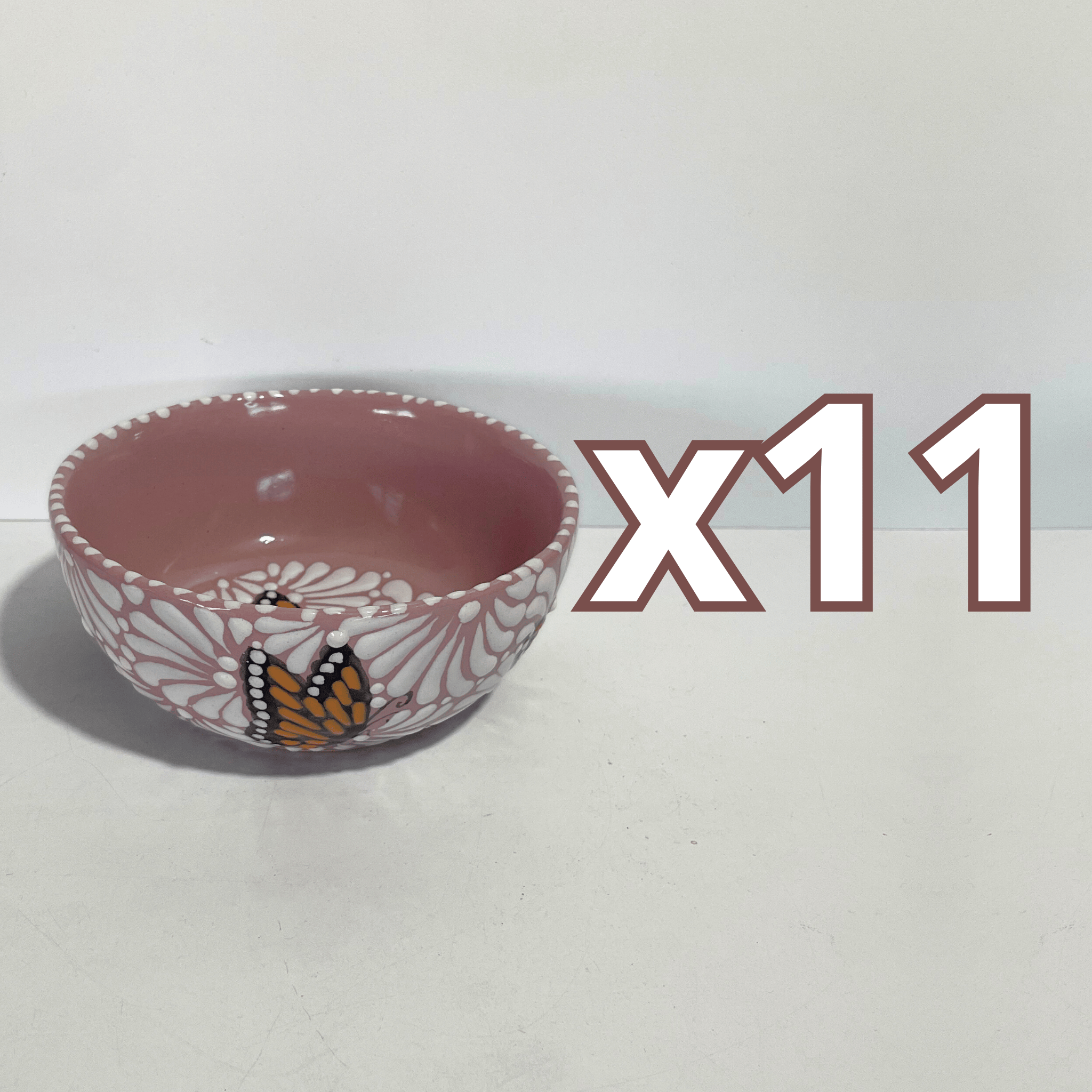 TAZON 15 CM FONDO ROSA MIK BLANCO MARIPOSAS