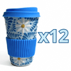 TERMO 15 CM SIN ASA FONDO BABY BLUE MIK AZUL TURQUESA MARGARITAS